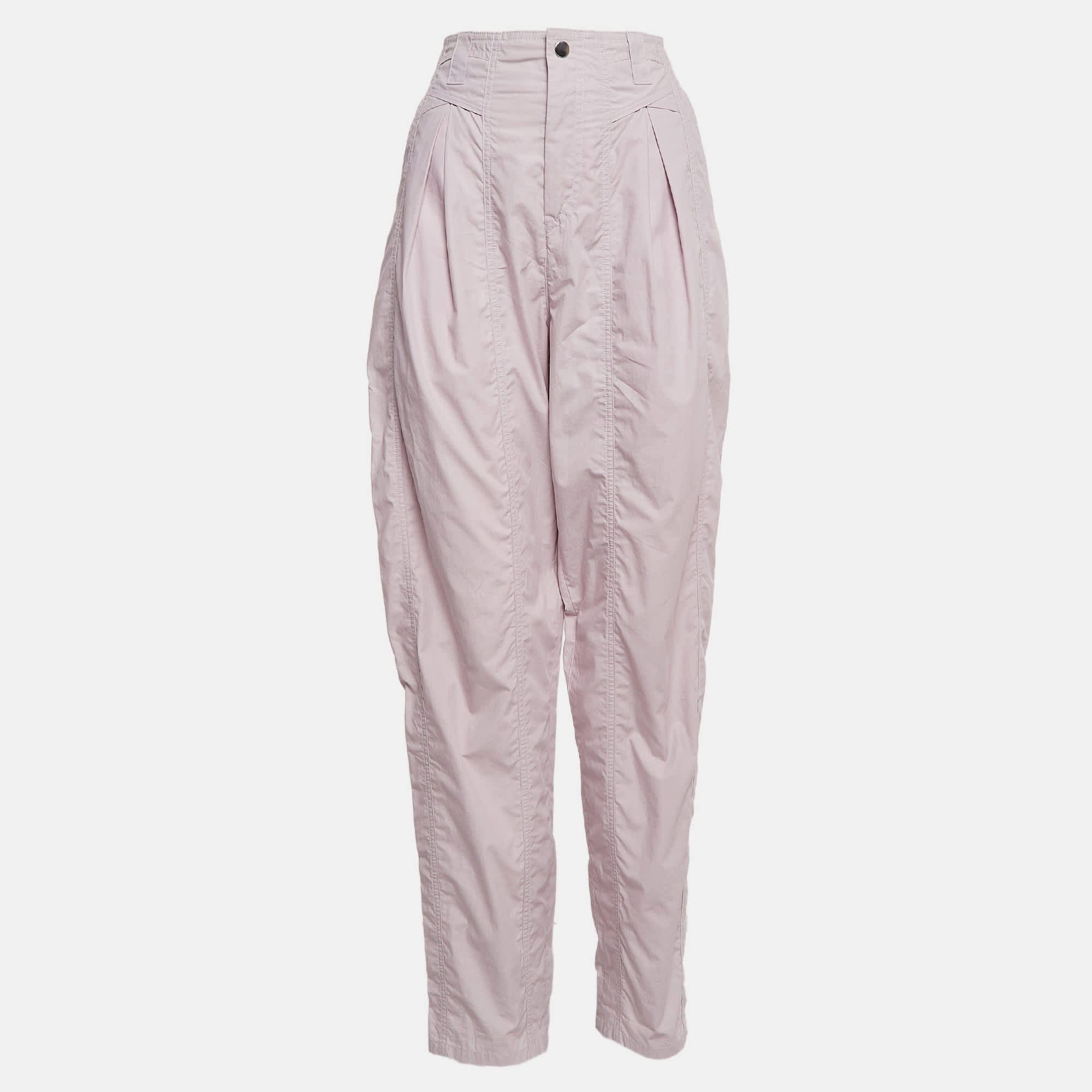 Purple Light Purple Cotton Pleated Trousers
