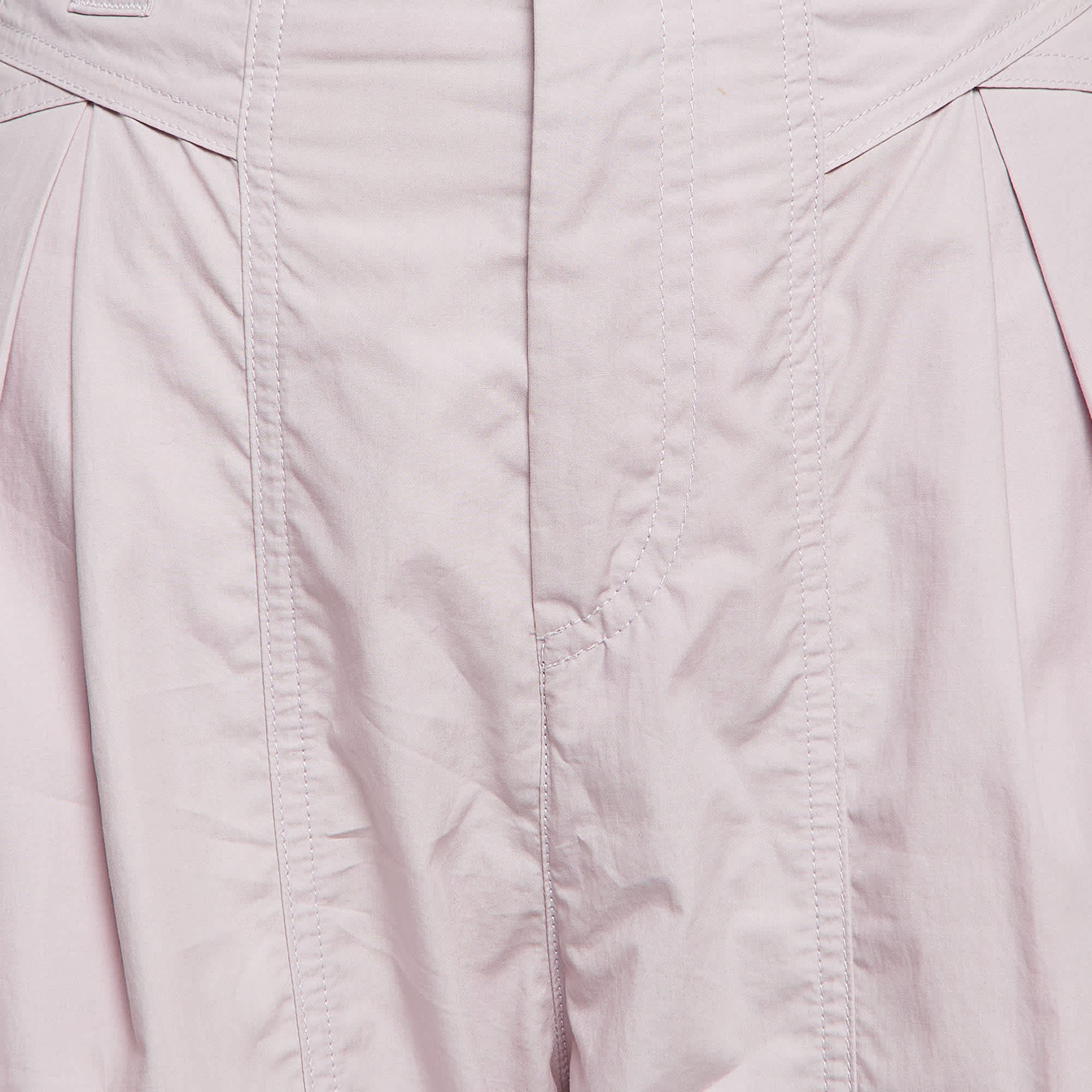 Purple Light Purple Cotton Pleated Trousers