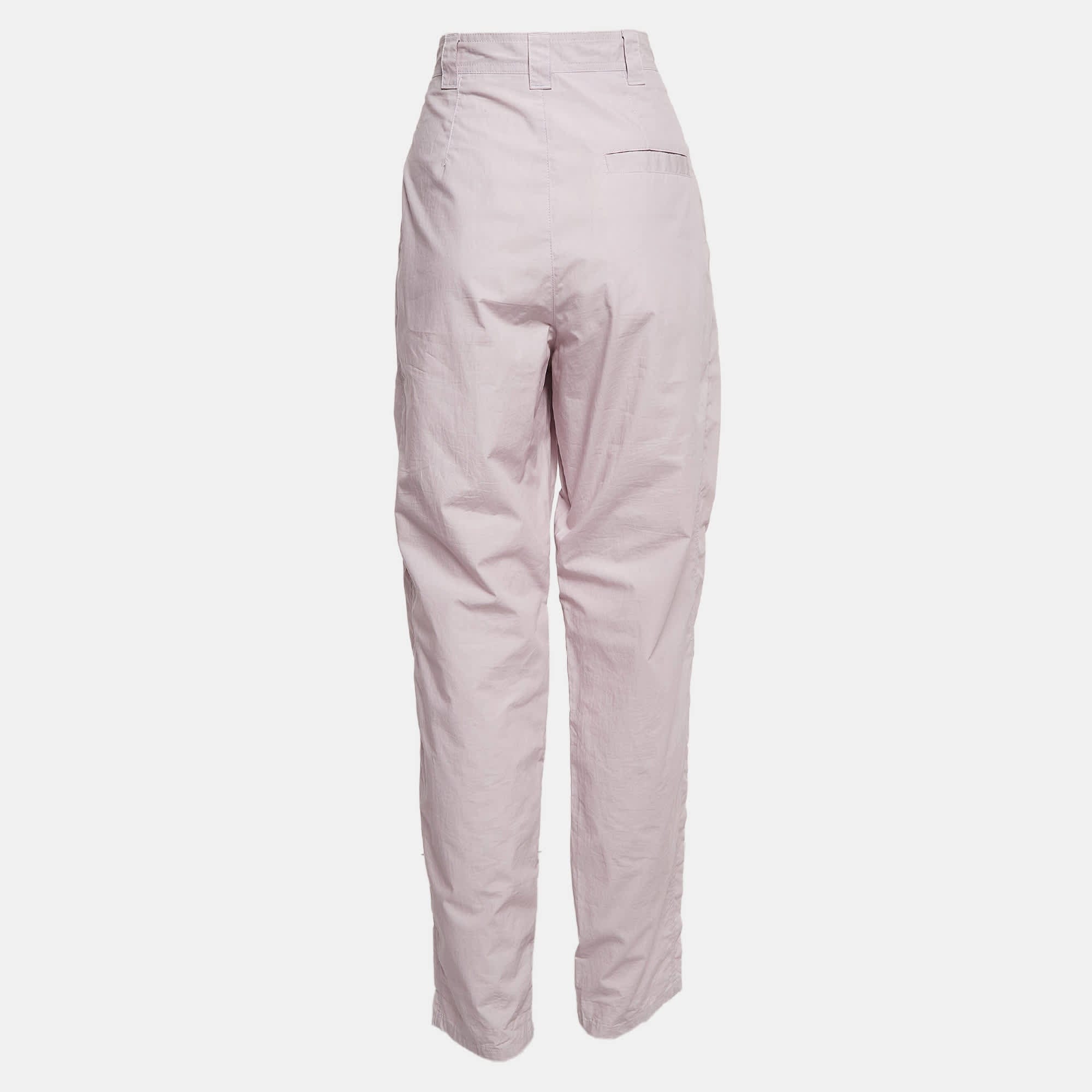 Purple Light Purple Cotton Pleated Trousers