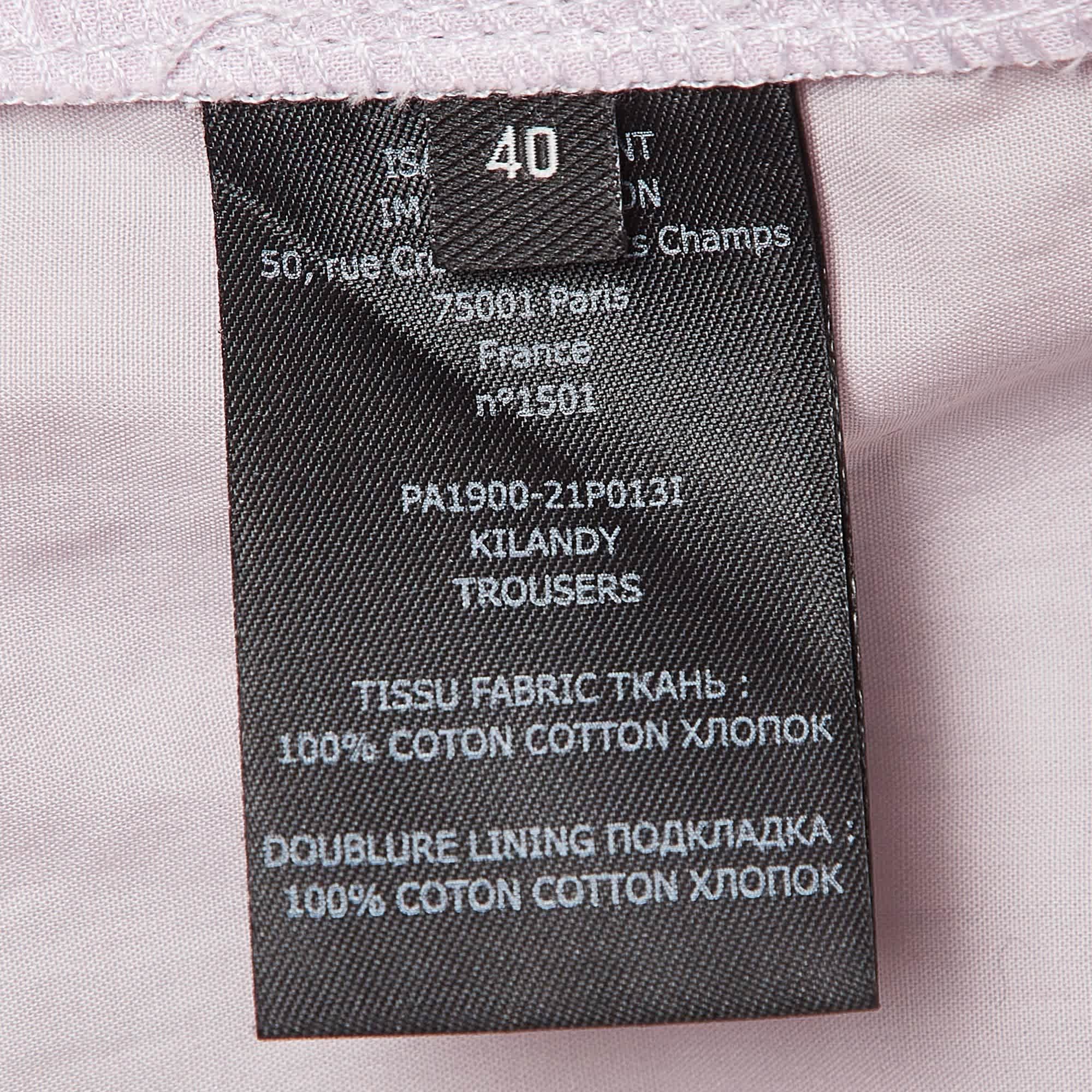 Purple Light Purple Cotton Pleated Trousers
