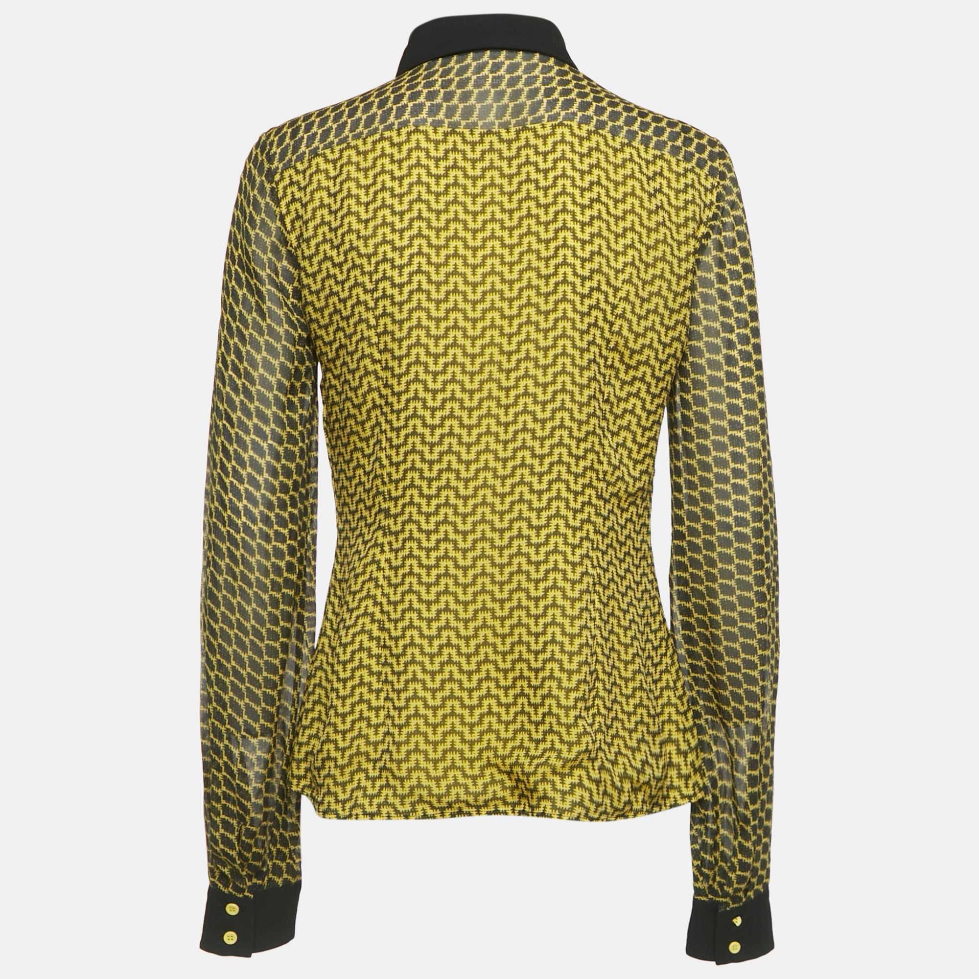 Yellow Collection Yellow Printed Silk Shirt