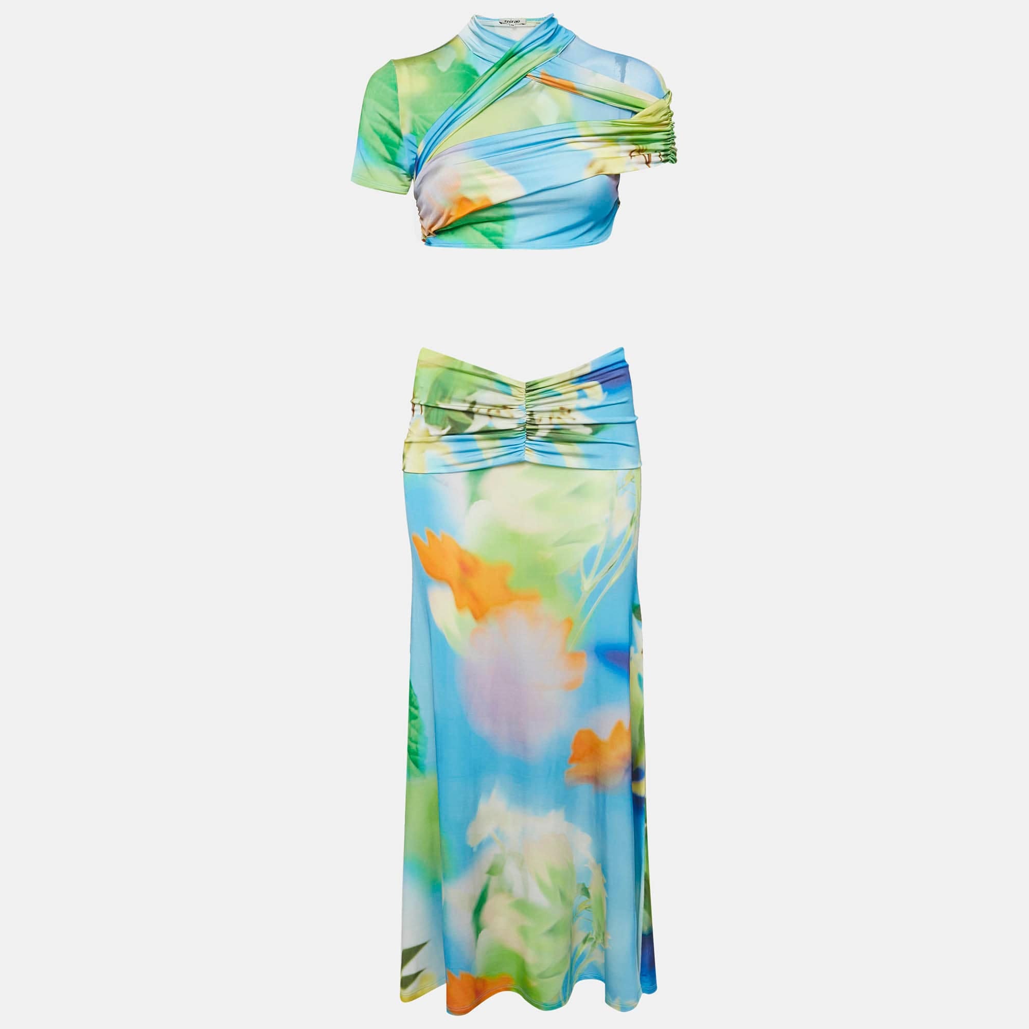 And Mirae Green Jersey Tani Lilies Top And Skirt Set