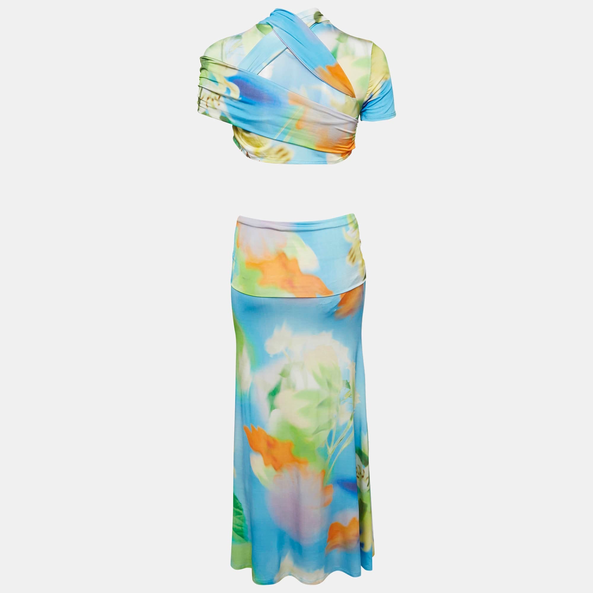 And Mirae Green Jersey Tani Lilies Top And Skirt Set