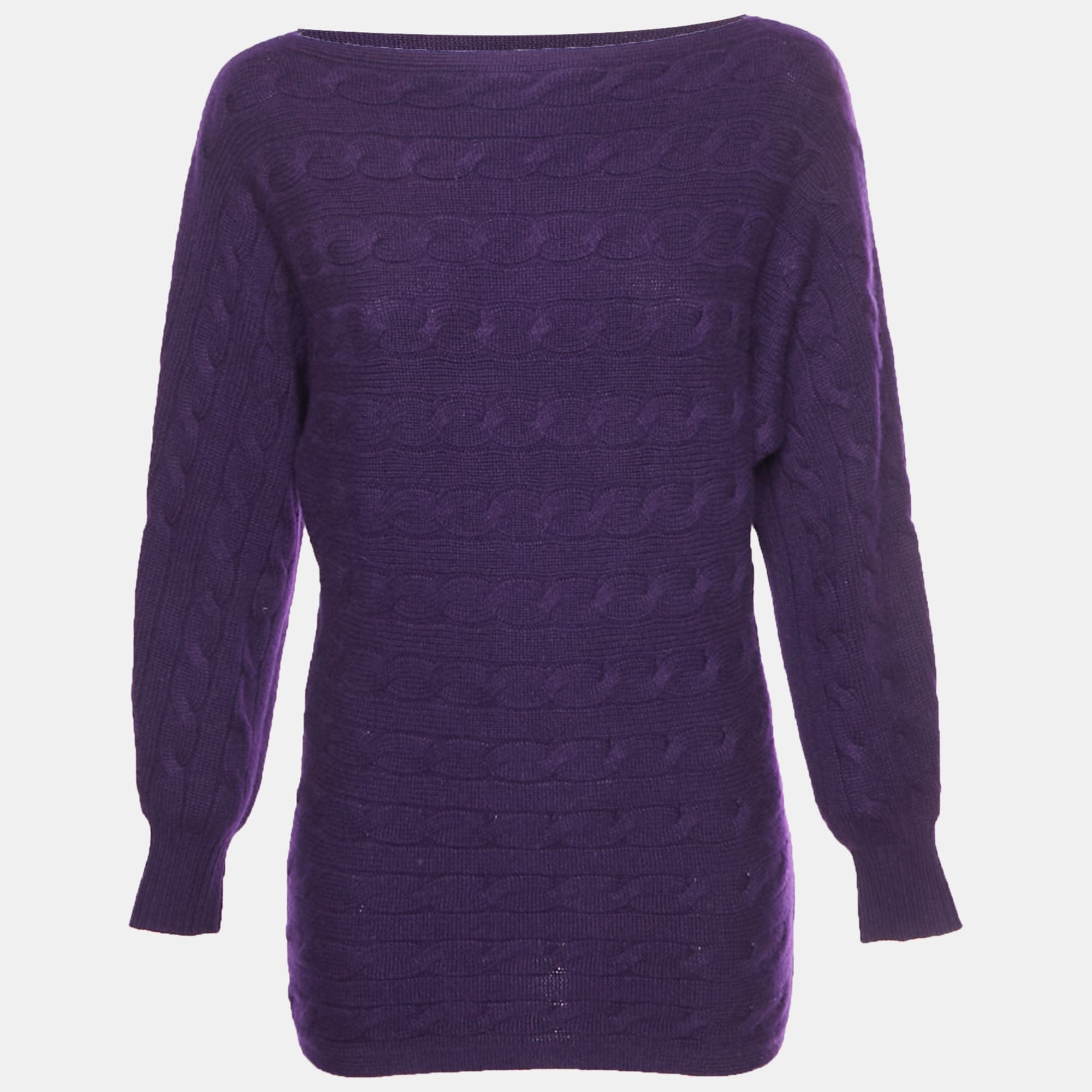 Ralph Lauren Purple Cable Knit Dolman Sleeve Sweater