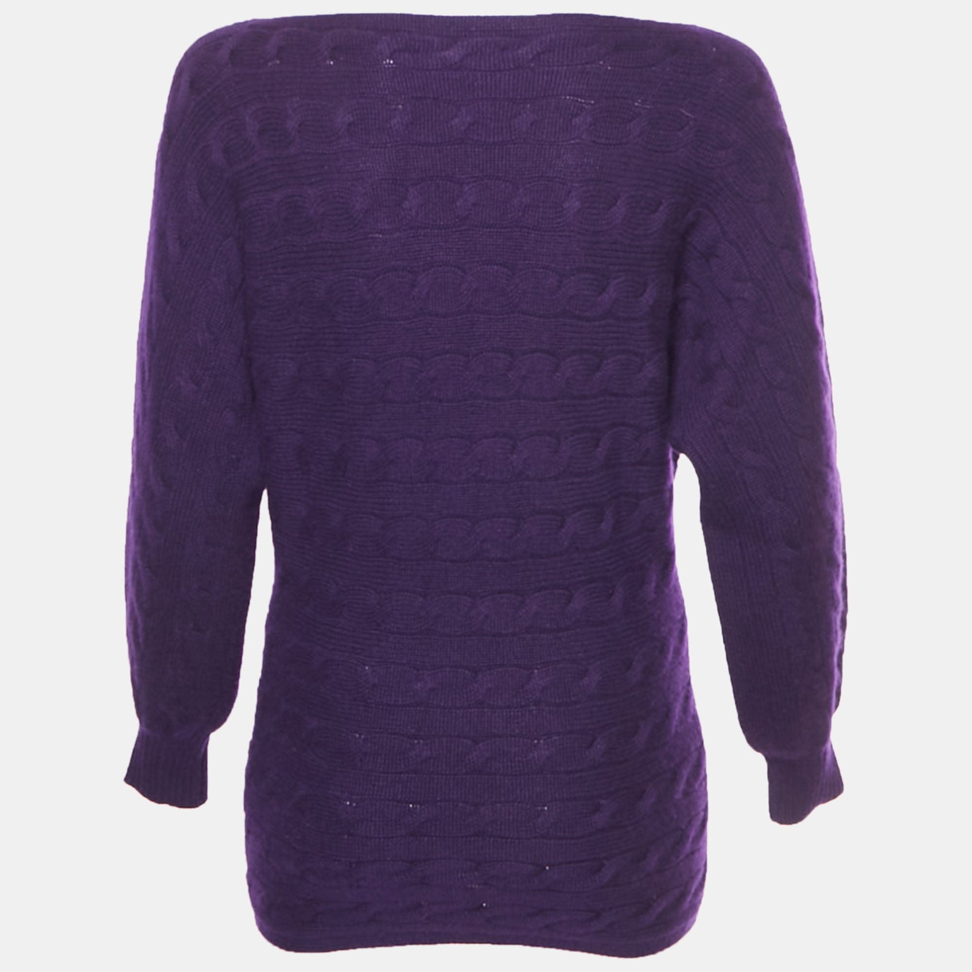 Ralph Lauren Purple Cable Knit Dolman Sleeve Sweater