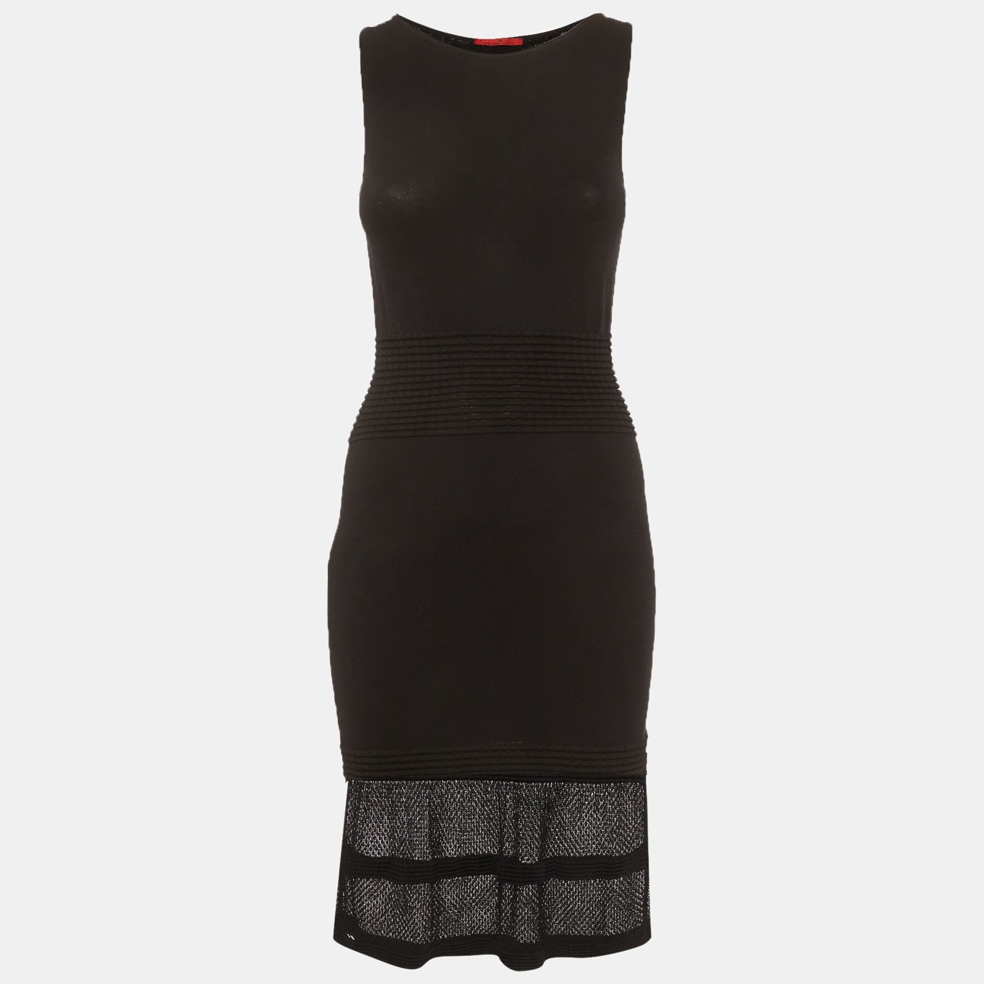 Ch Carolina Herrera Black Stretch Knit Midi Dress