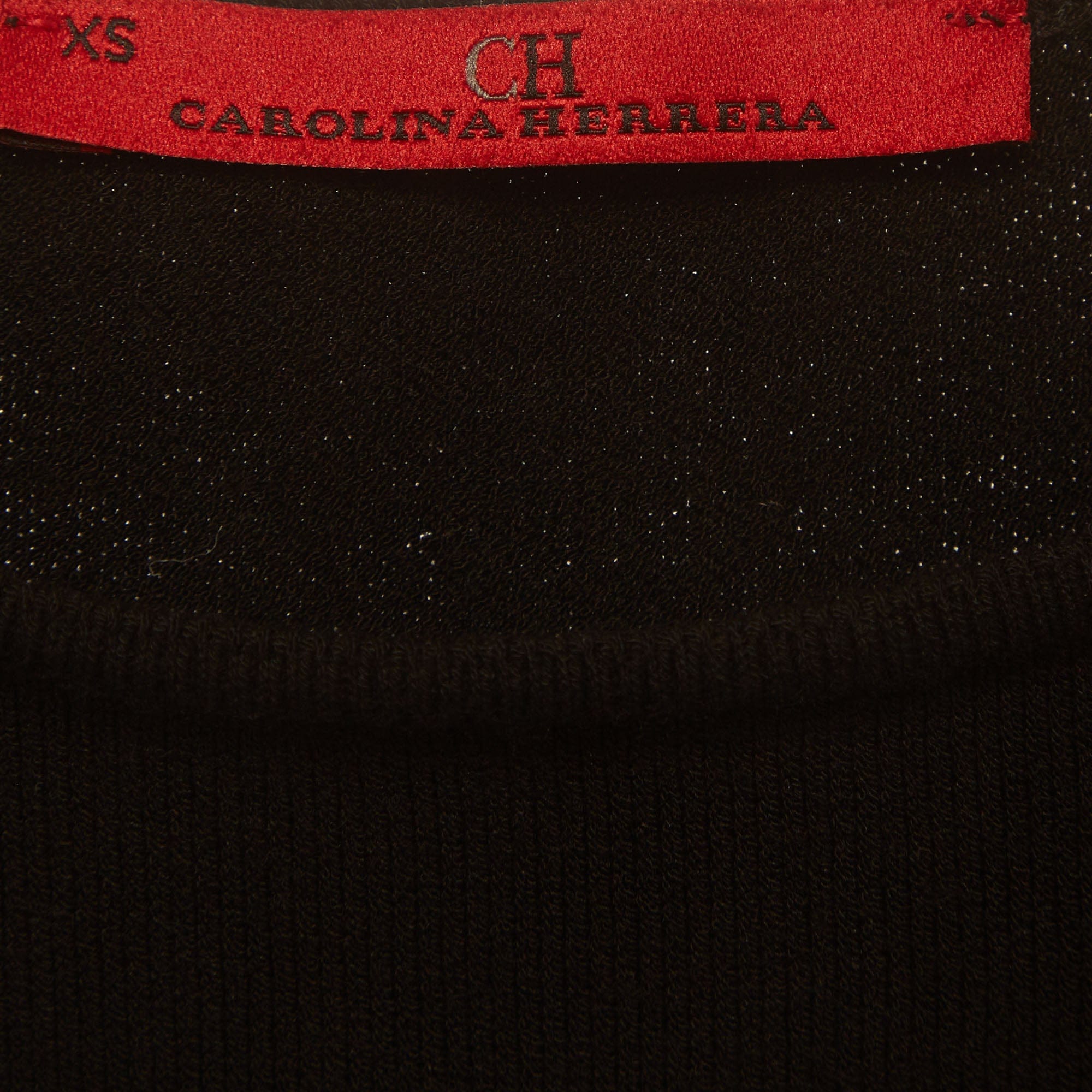 Ch Carolina Herrera Black Stretch Knit Midi Dress