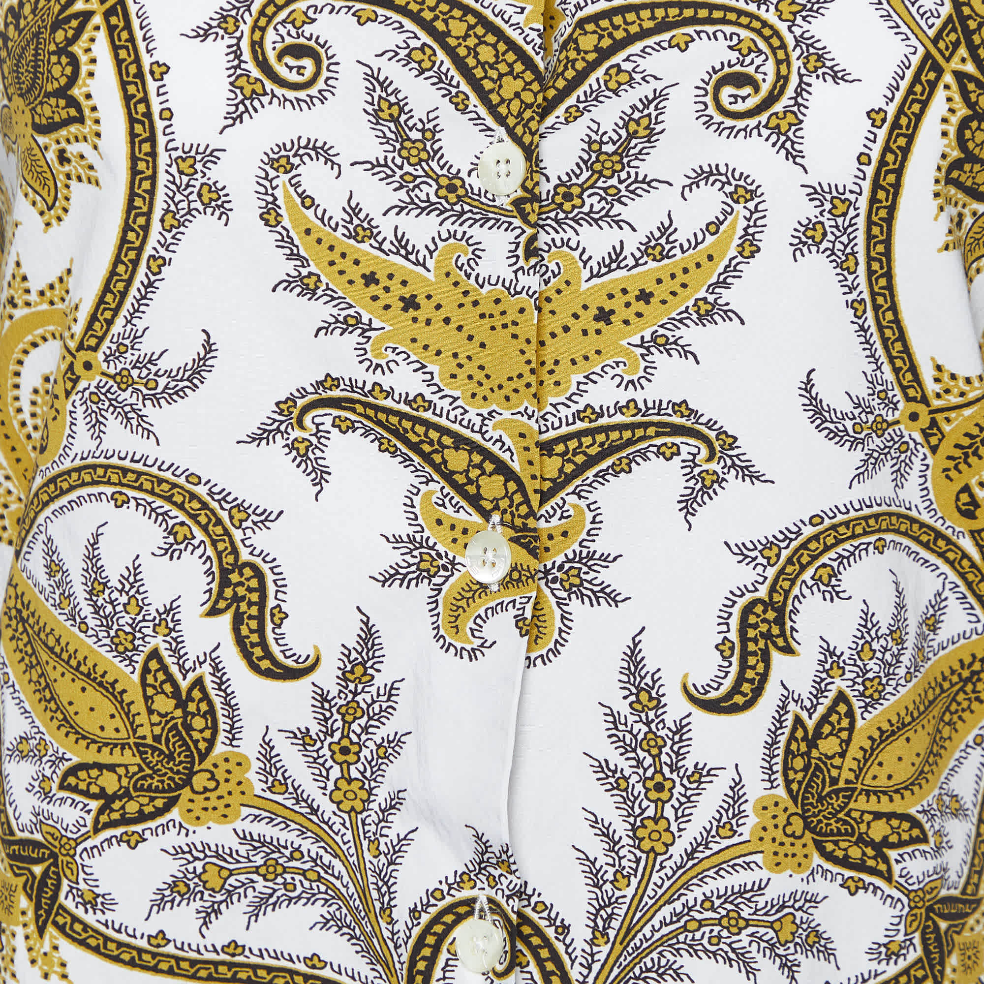 Yellow White/yellow Paisley Print Cotton Button Front Shirt