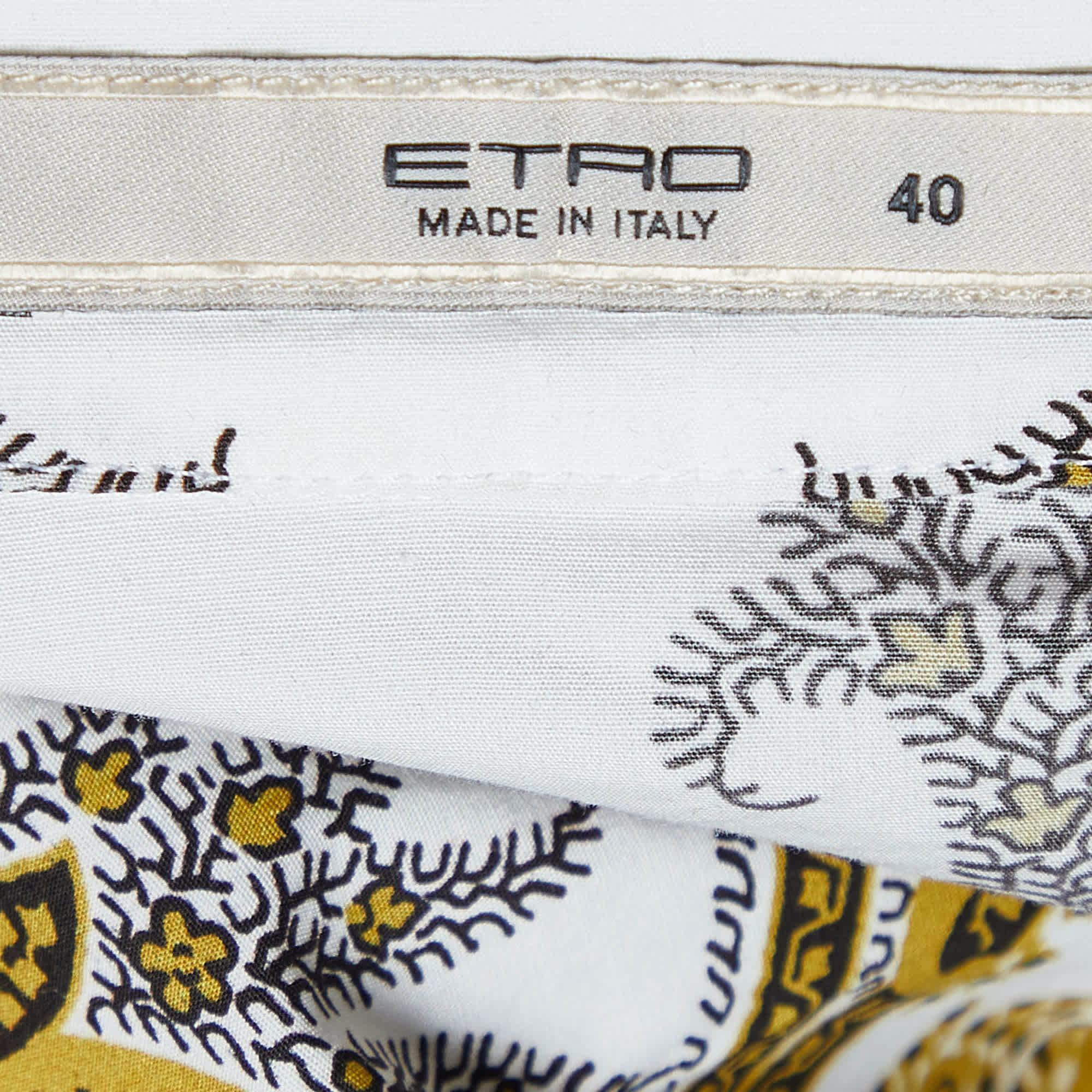 Yellow White/yellow Paisley Print Cotton Button Front Shirt
