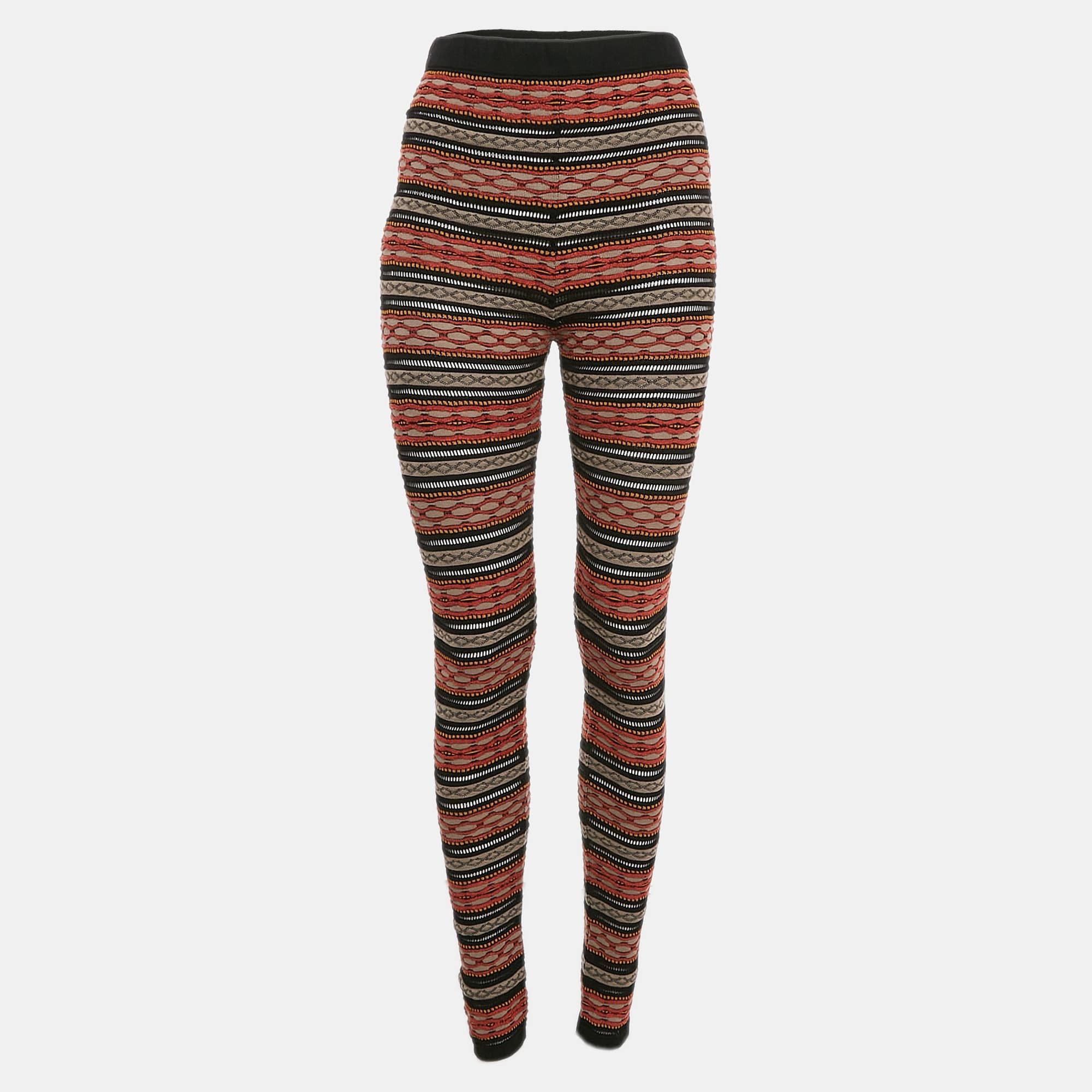 M Missoni Multicolor Stripe Patterned Knit Leggings