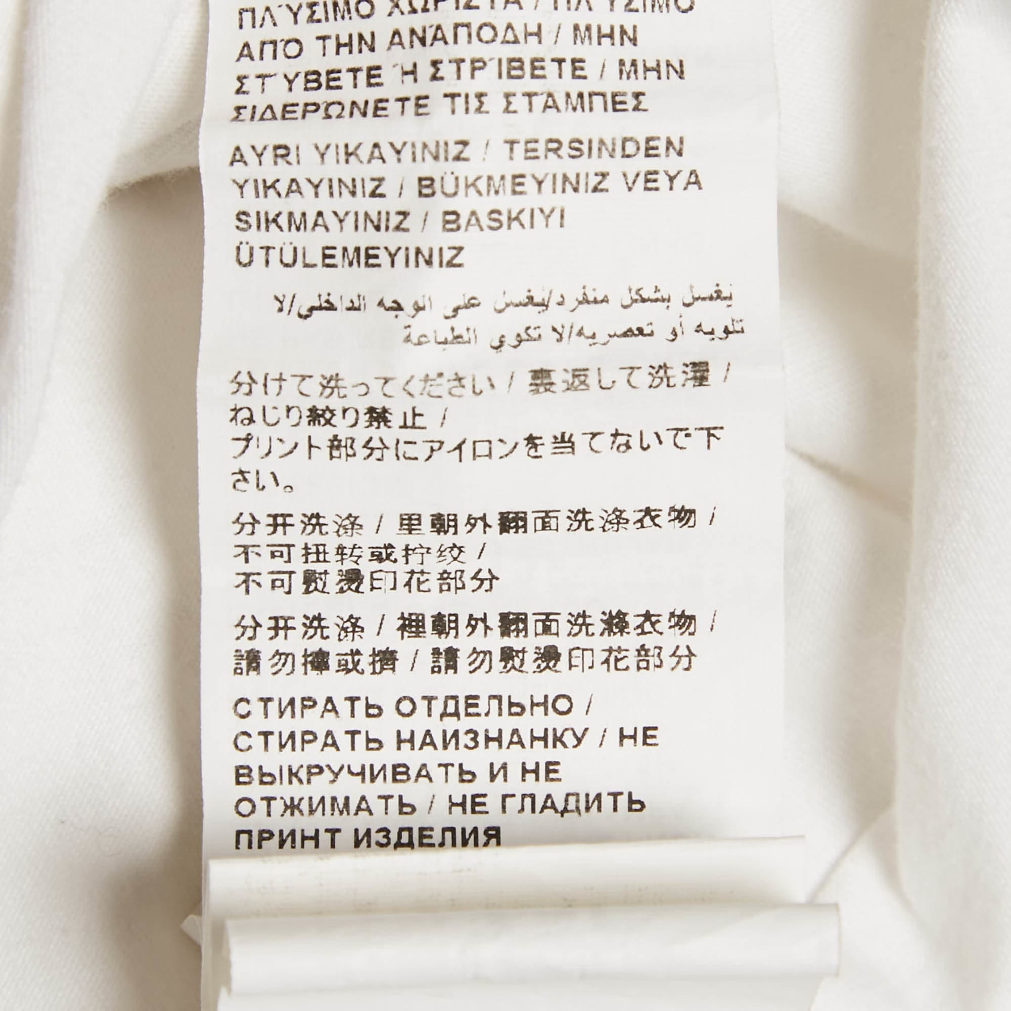 White Logo Embossed Cotton Crew Neck T - Shirt
