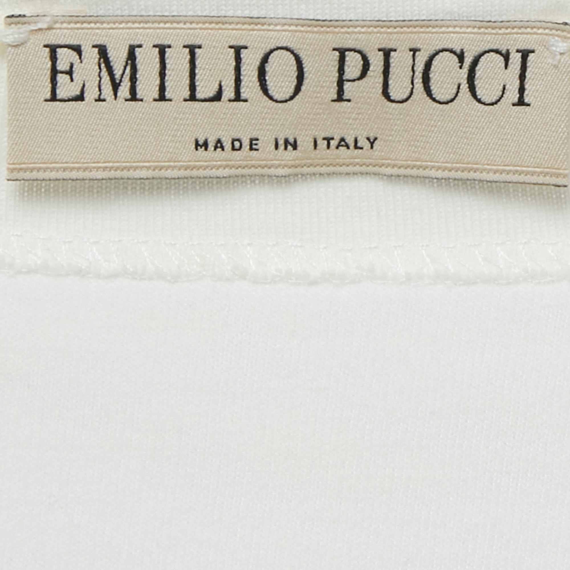 Emilio Pucci White Sequin Detail Cotton T - Shirt