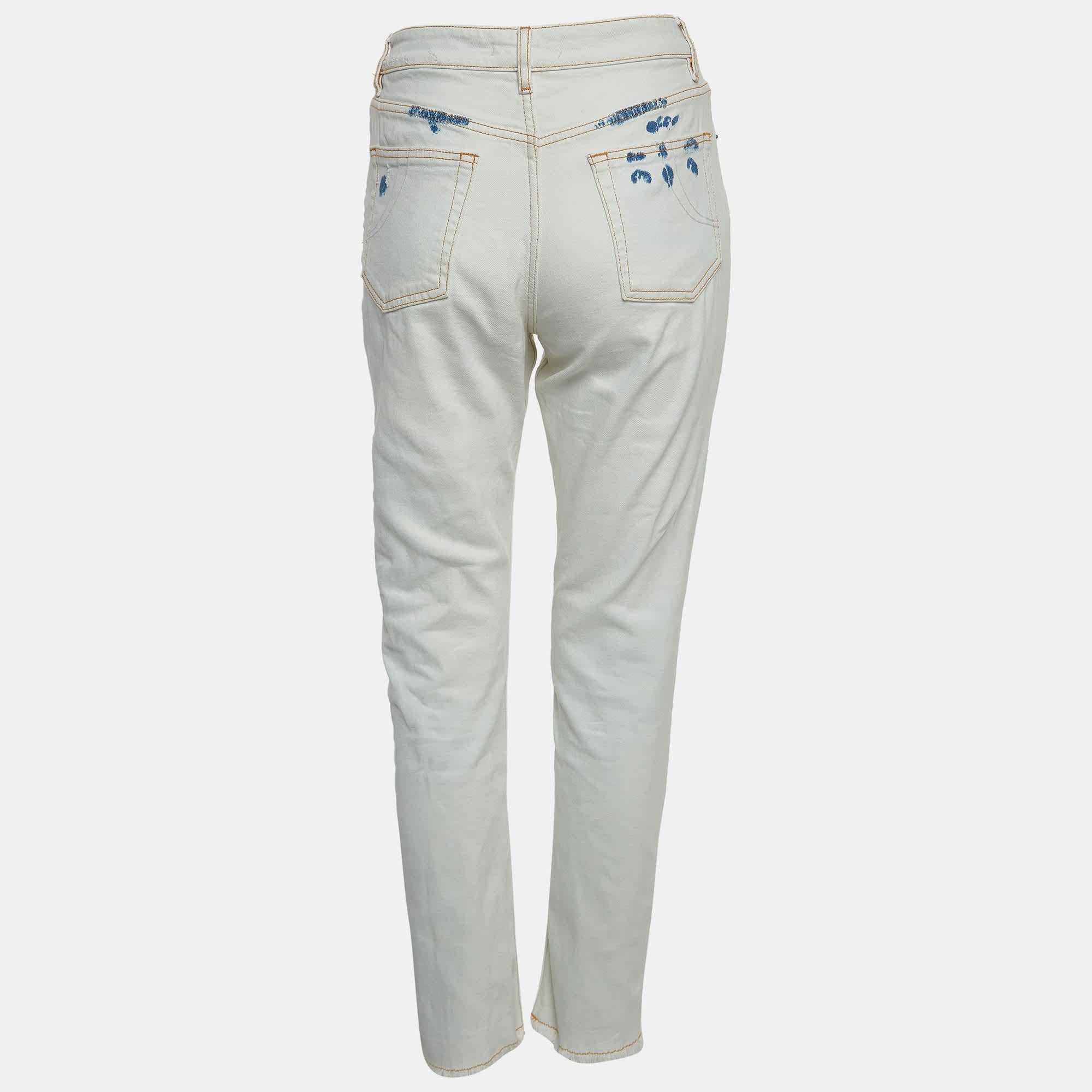 White Denim Raw Edge Detail Jeans S Waist 30''