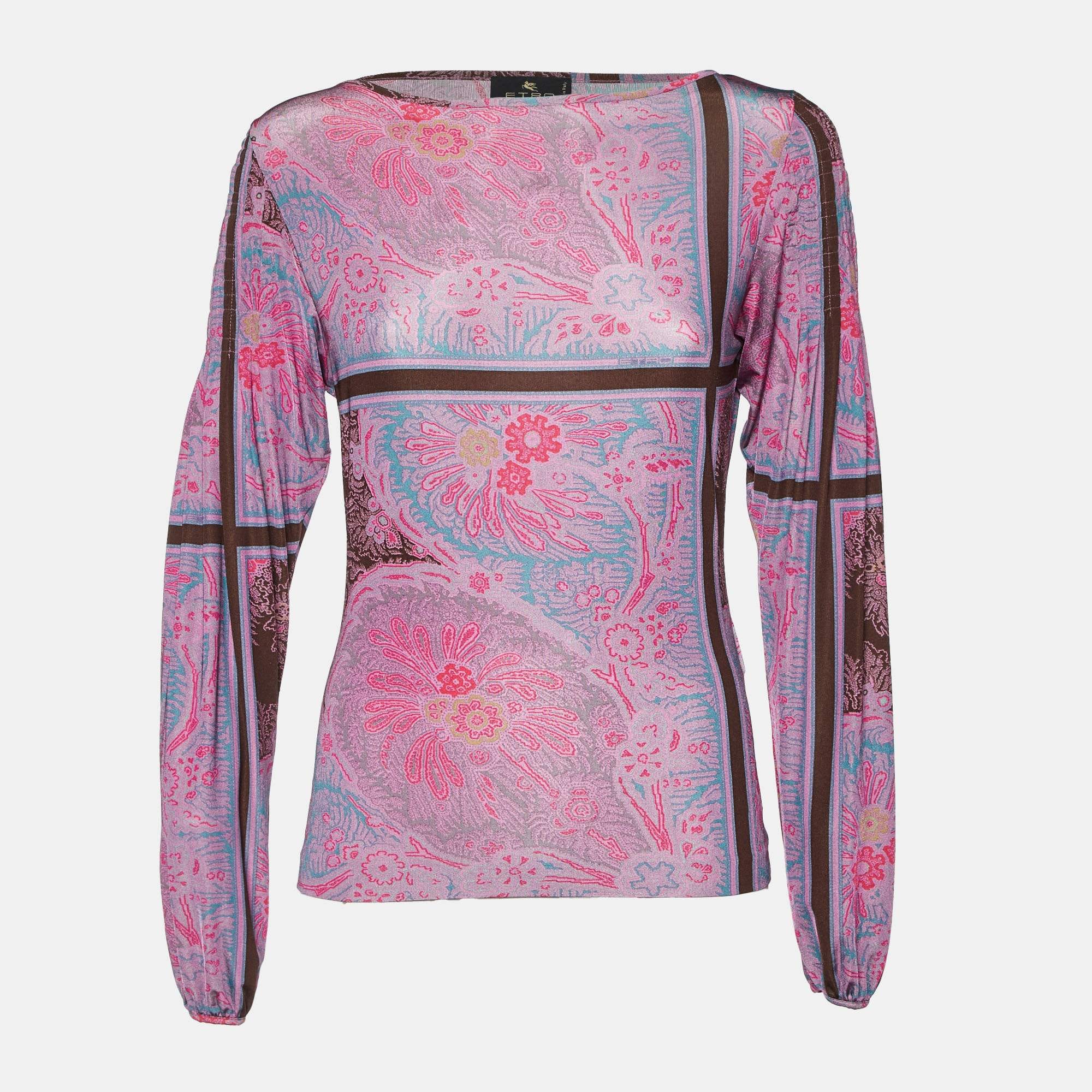 Purple/multicolor Printed Jersey Full Sleeve Top