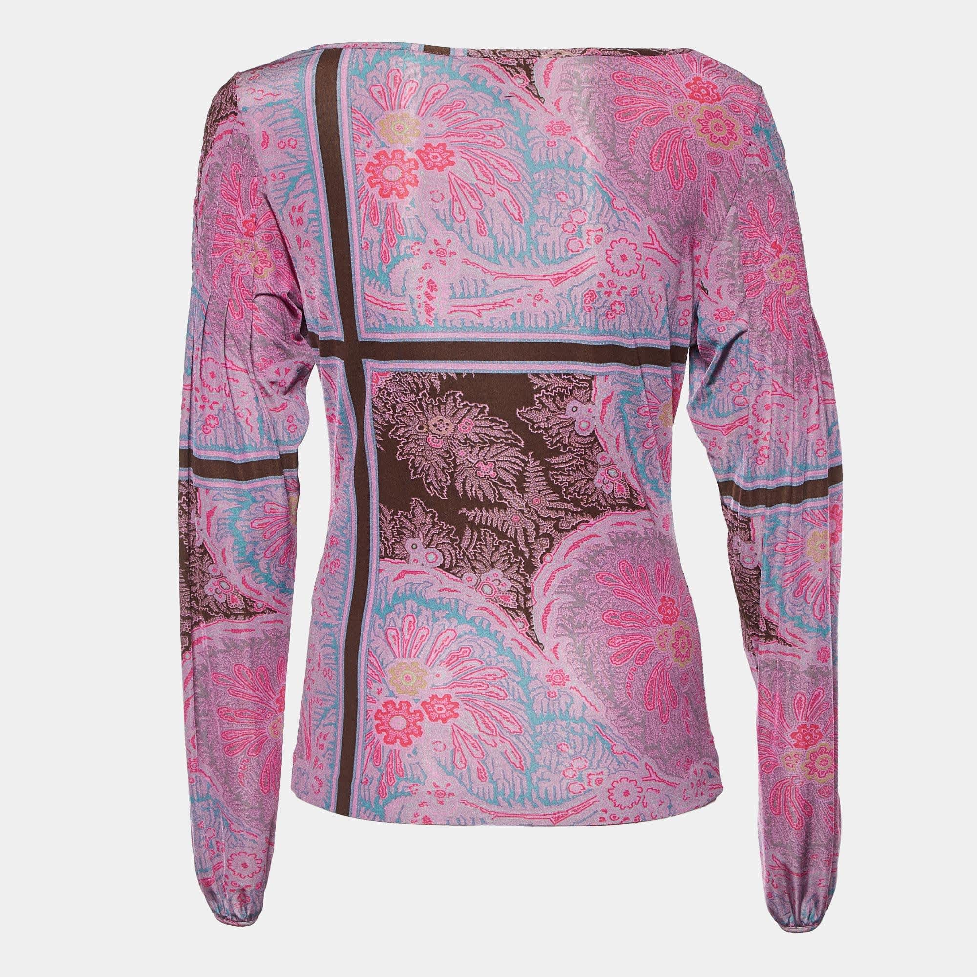 Purple/multicolor Printed Jersey Full Sleeve Top
