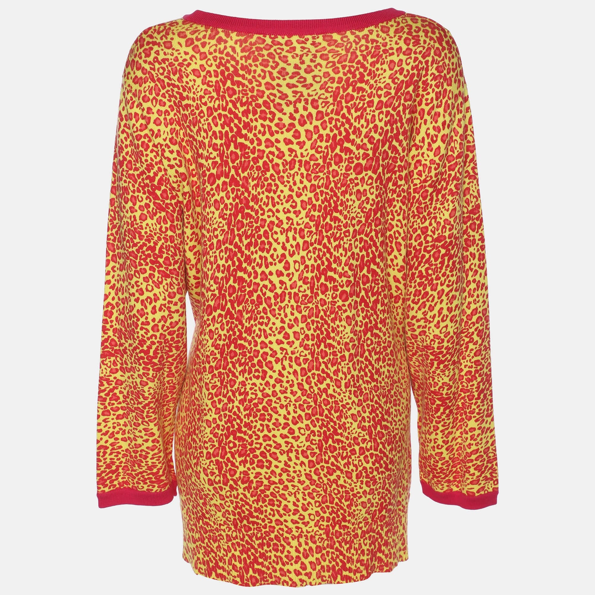 Yellow Anna Scholz Red/yellow Animal Print Jersey Cardigan