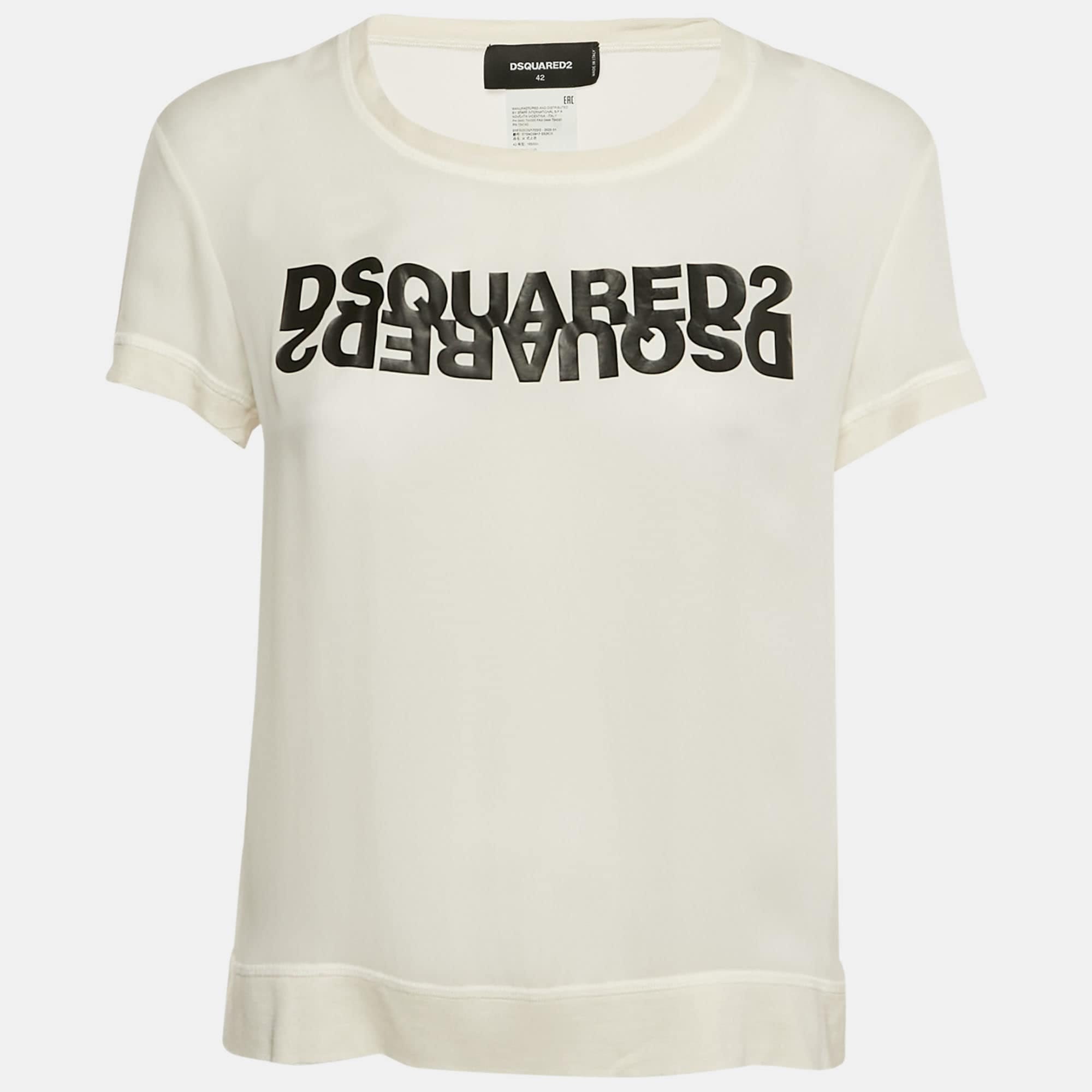 White Logo Print Silk T - Shirt