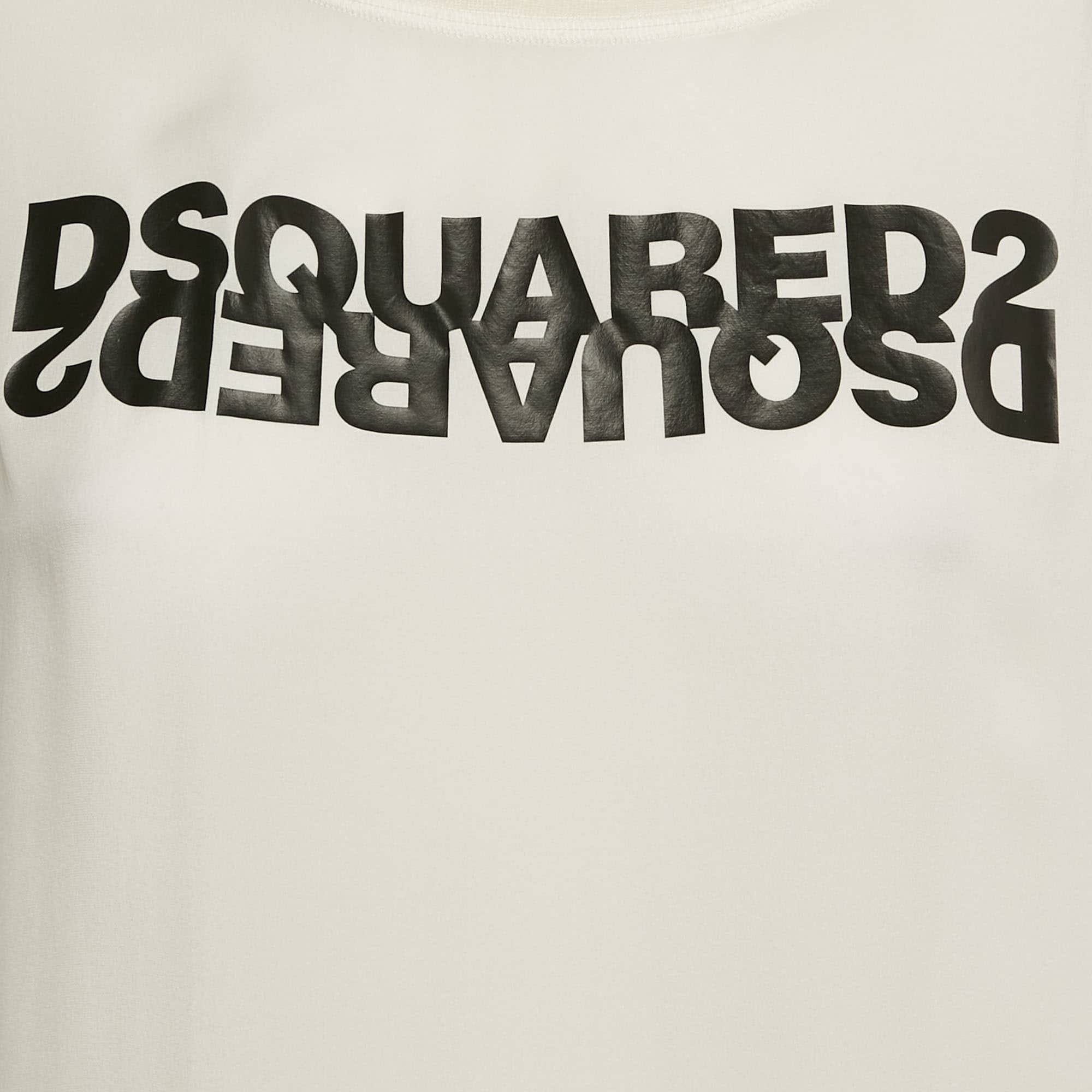White Logo Print Silk T - Shirt