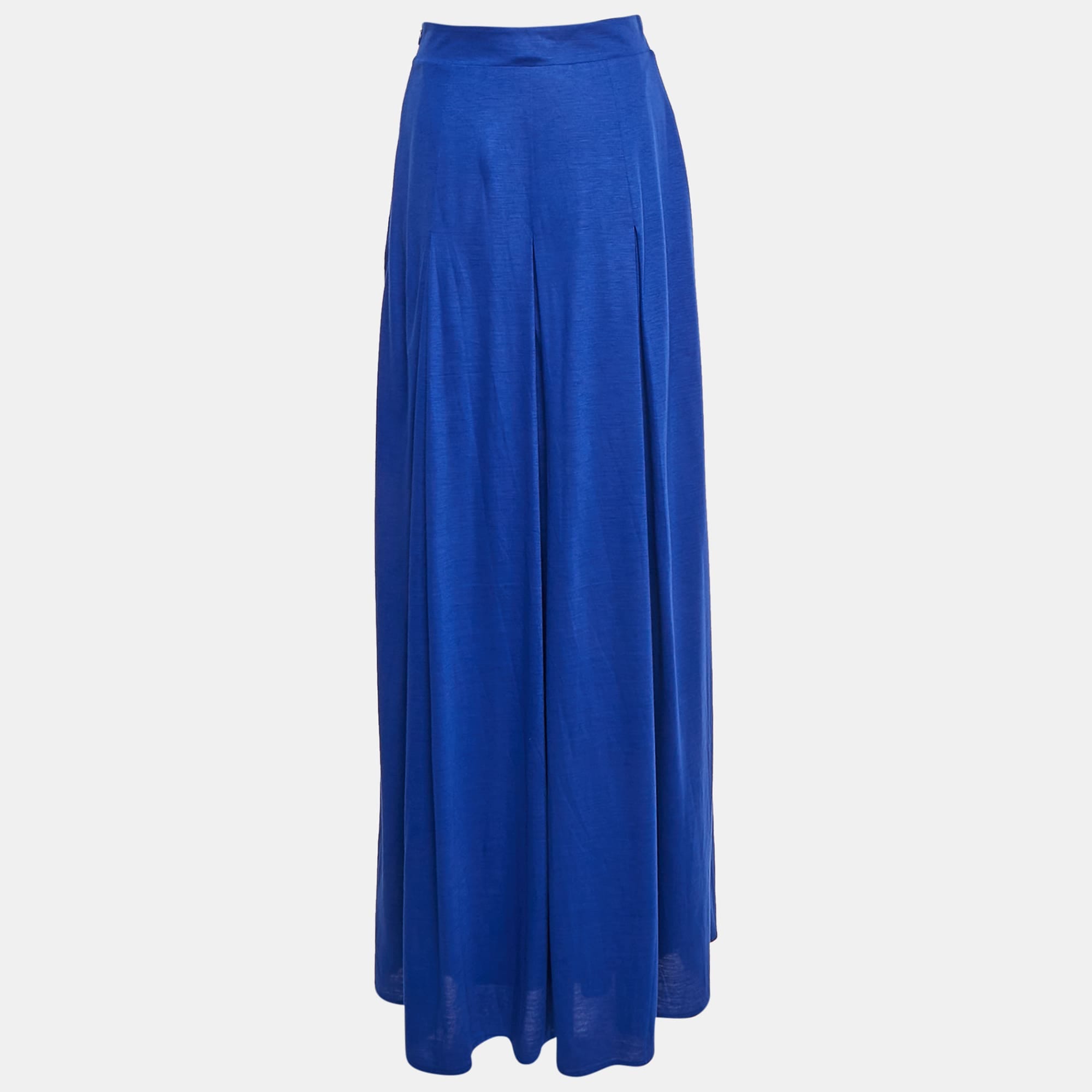 Class Roberto Cavalli Blue Jersey Knit Zip Up Maxi Skirt