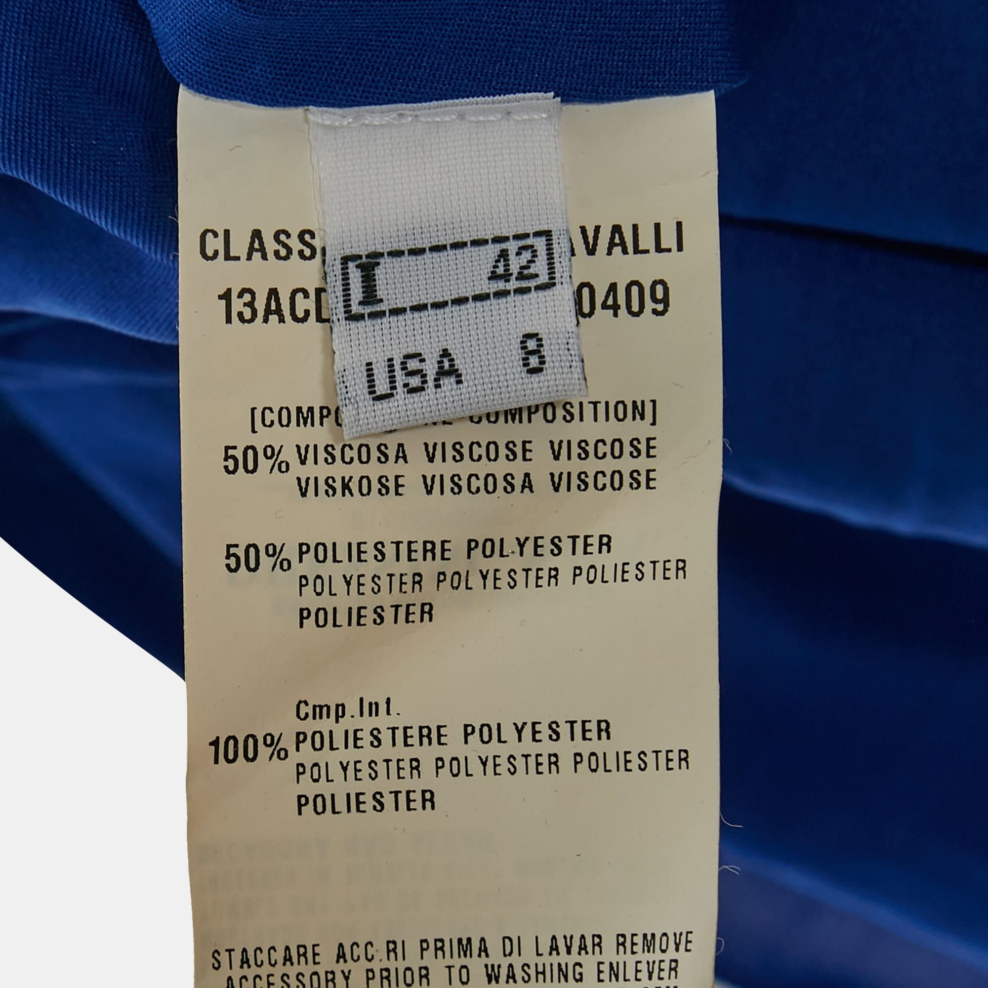 Class Roberto Cavalli Blue Jersey Knit Zip Up Maxi Skirt