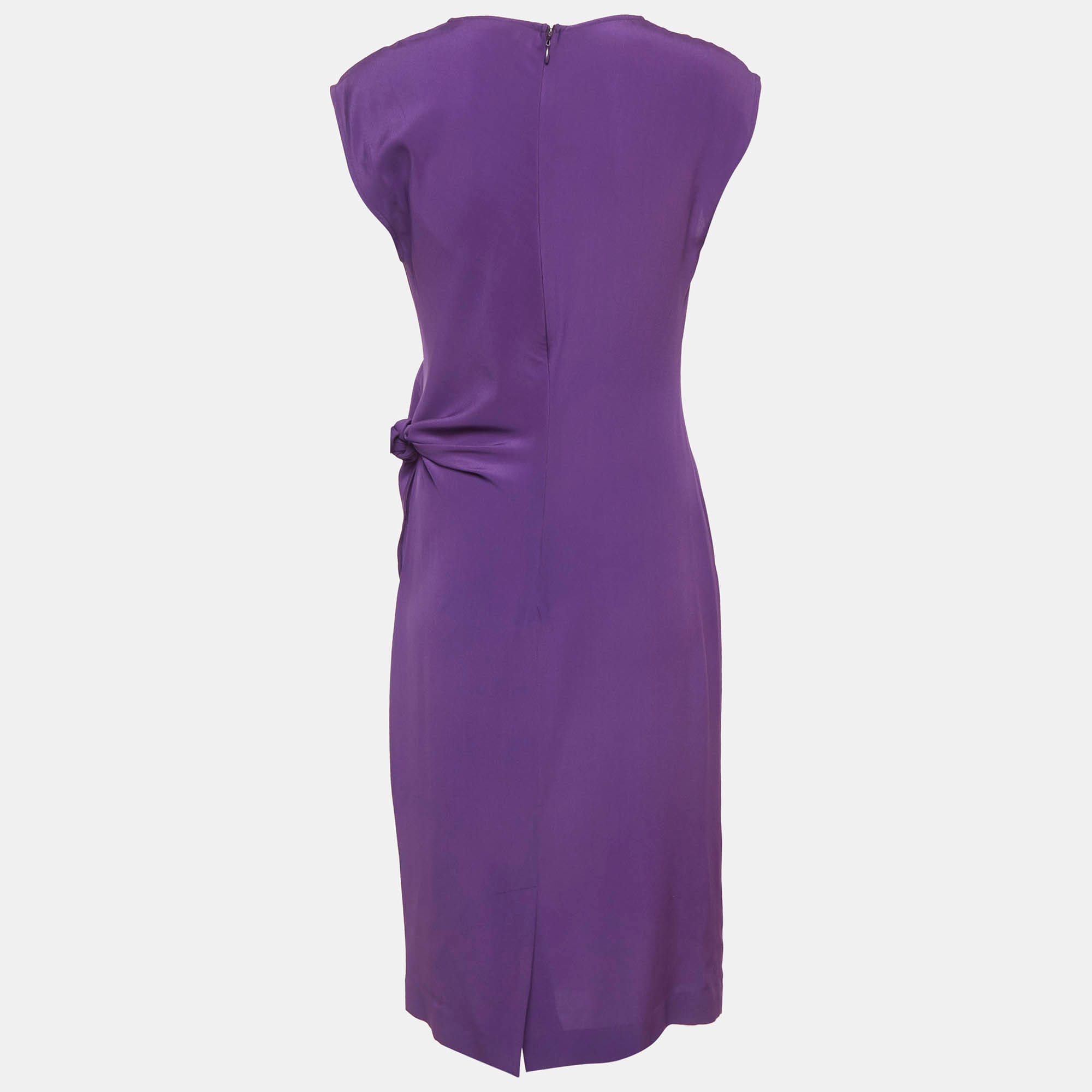 Purple Etro Purple Silk Chiffon Draped Tie Mini Dress