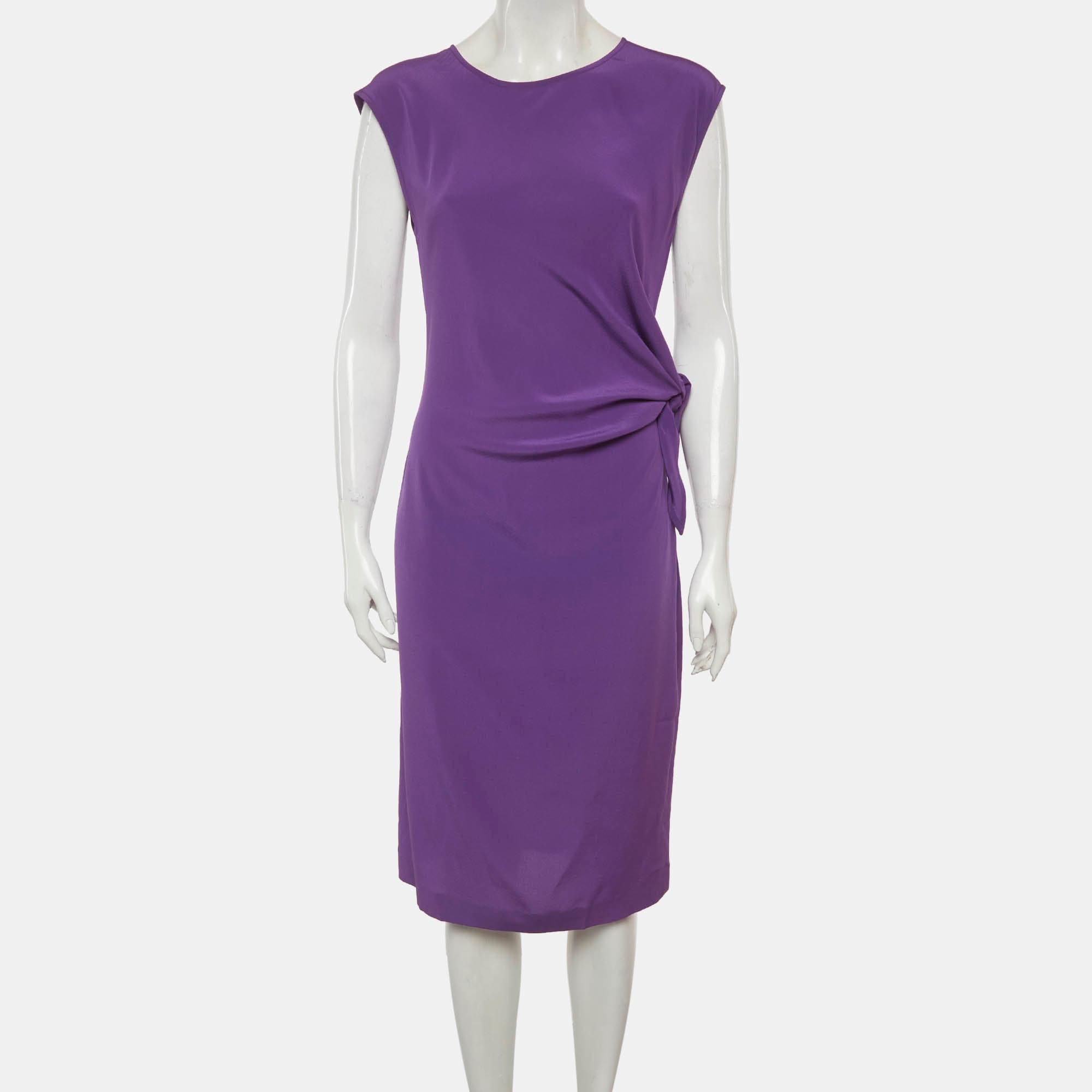 Purple Etro Purple Silk Chiffon Draped Tie Mini Dress