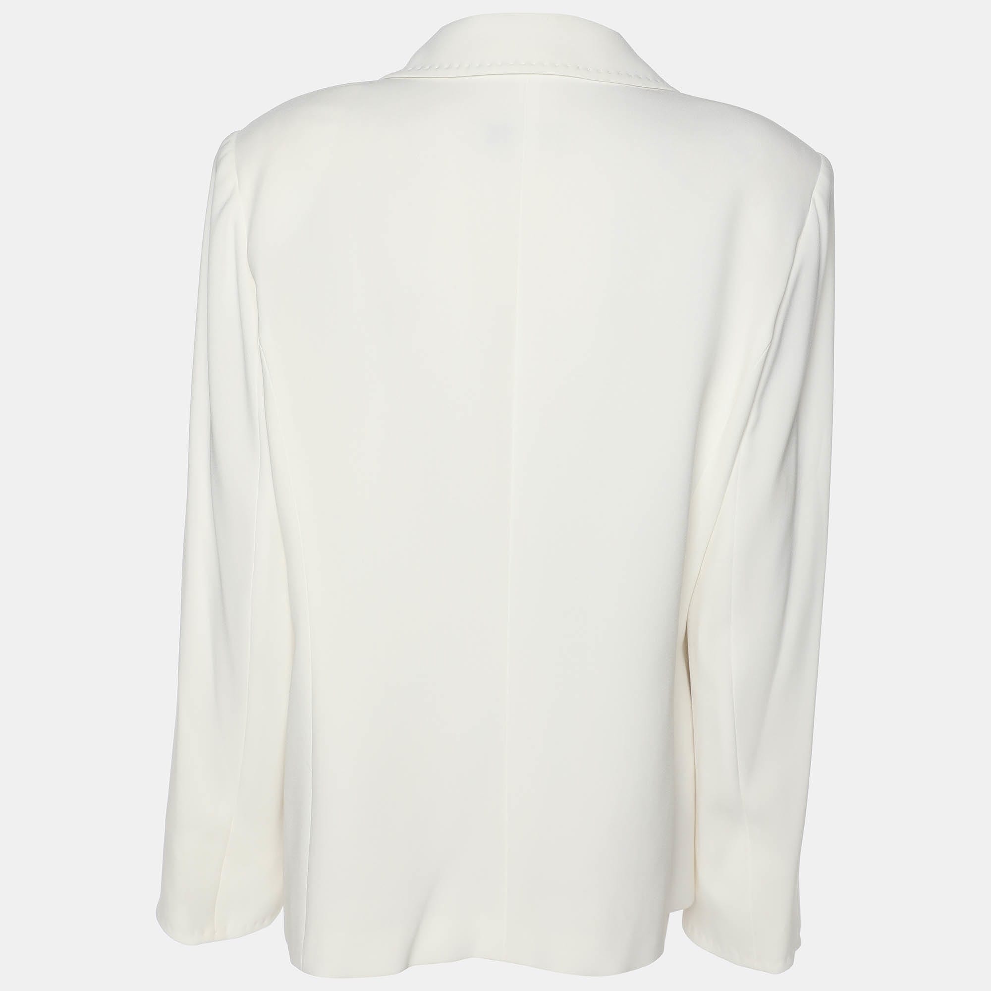 Marina Rinaldi White Crepe Single Breasted Blazer