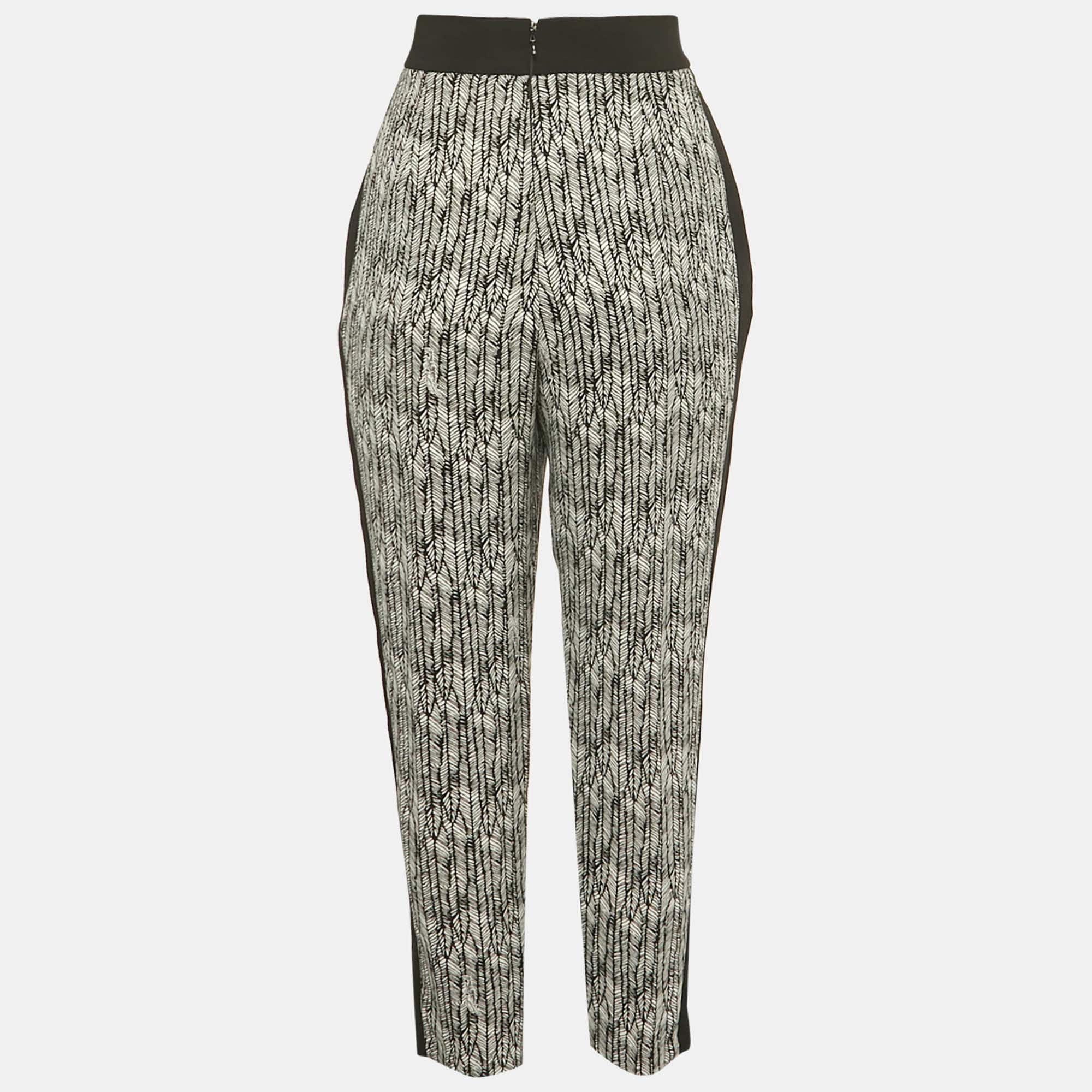 WHITE* Black/white Printed Crepe Formal Trousers