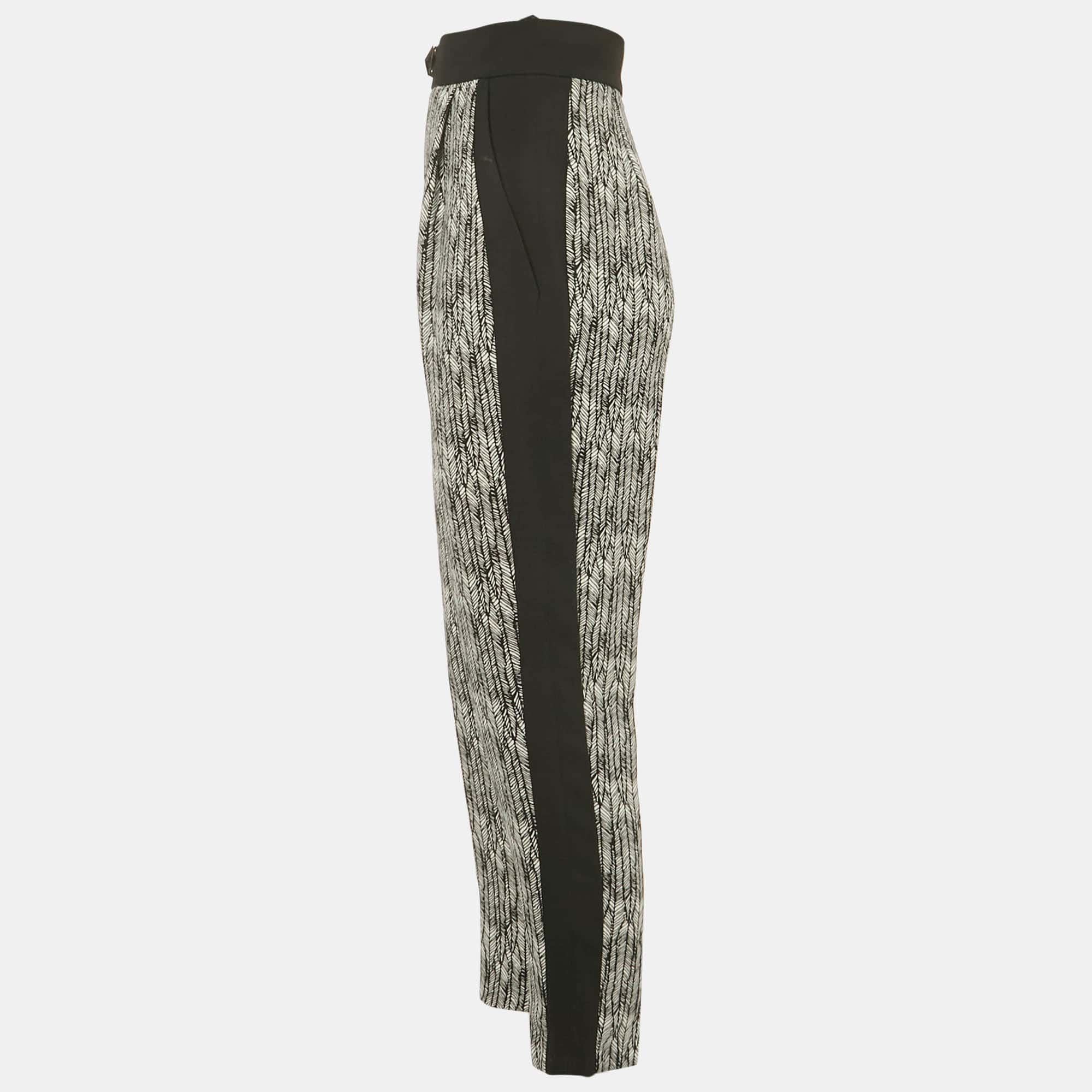 WHITE* Black/white Printed Crepe Formal Trousers