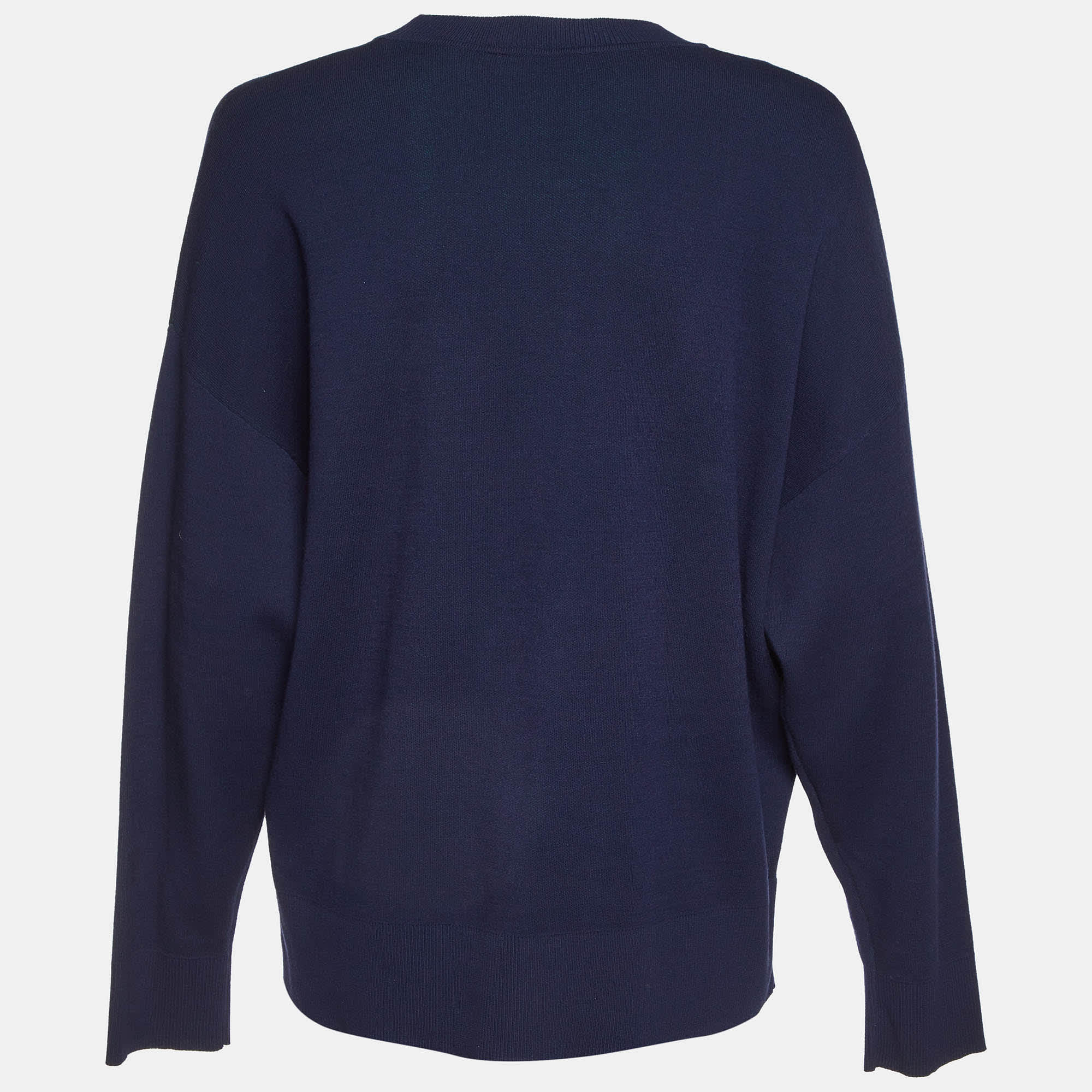 Blue/green Smile Intarsia Knit Crewneck Sweater
