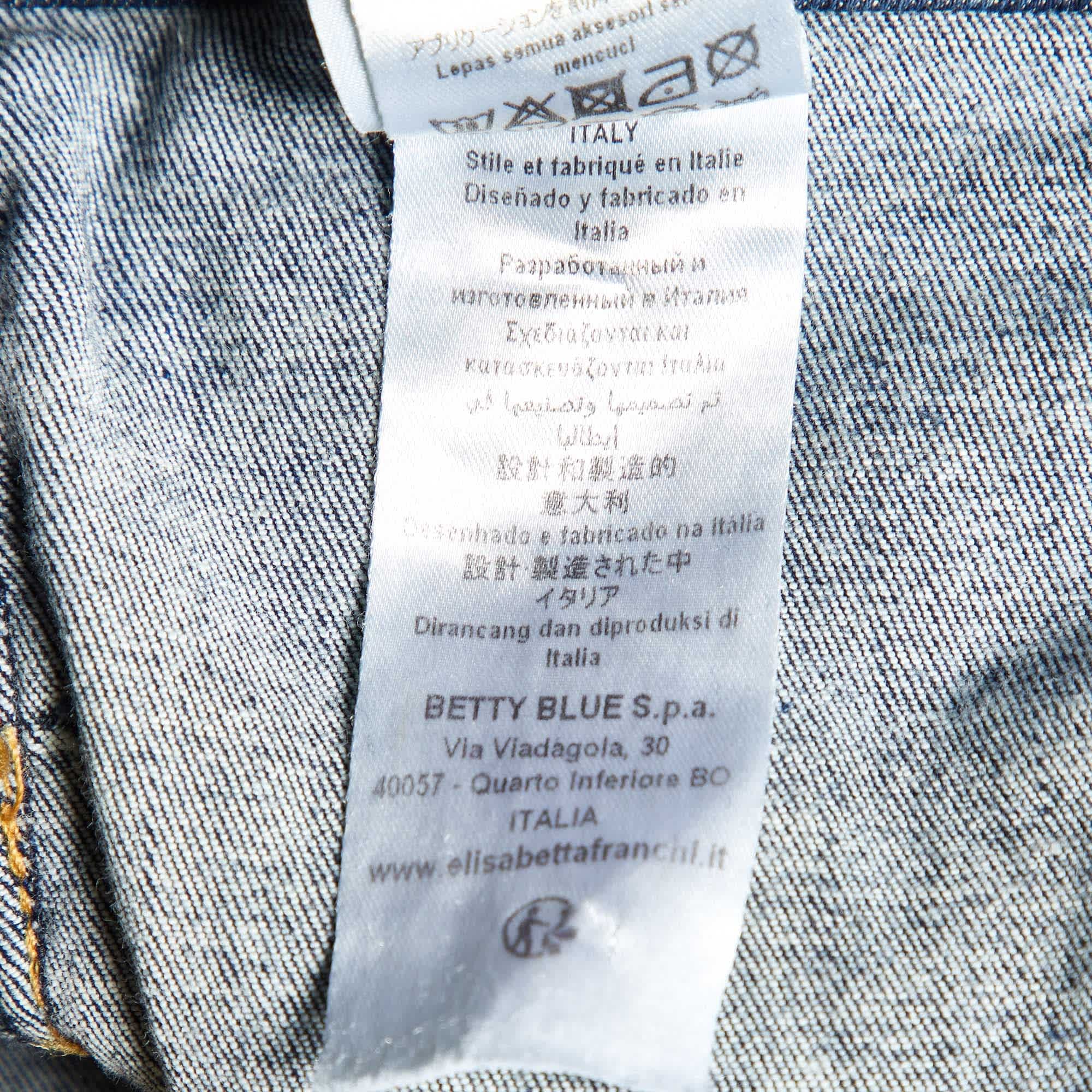 Blue Denim Chain Detail Slim Fit Jeans M/waist 29"