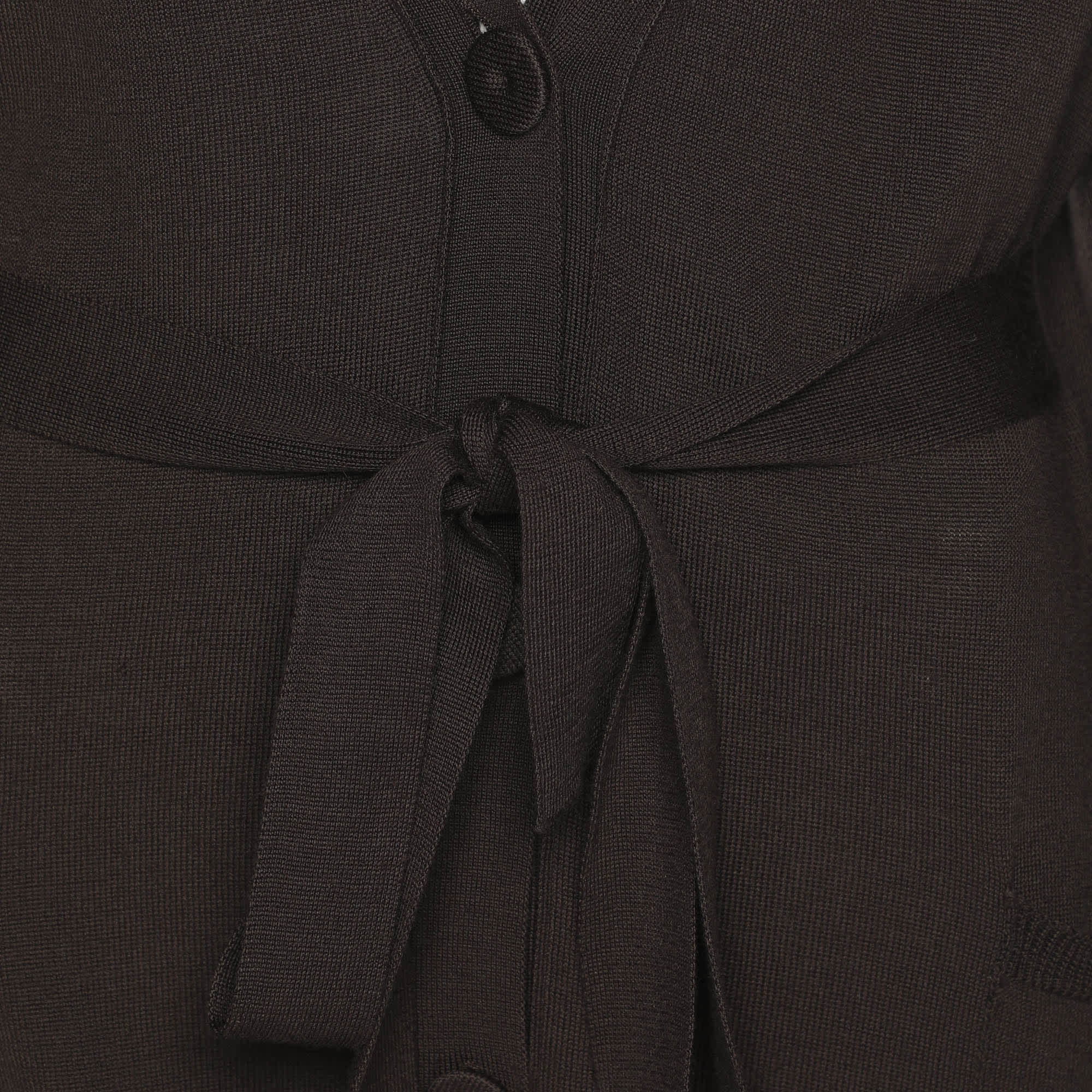 Elena Miro Brown Stretch Knit Belted Cardigan