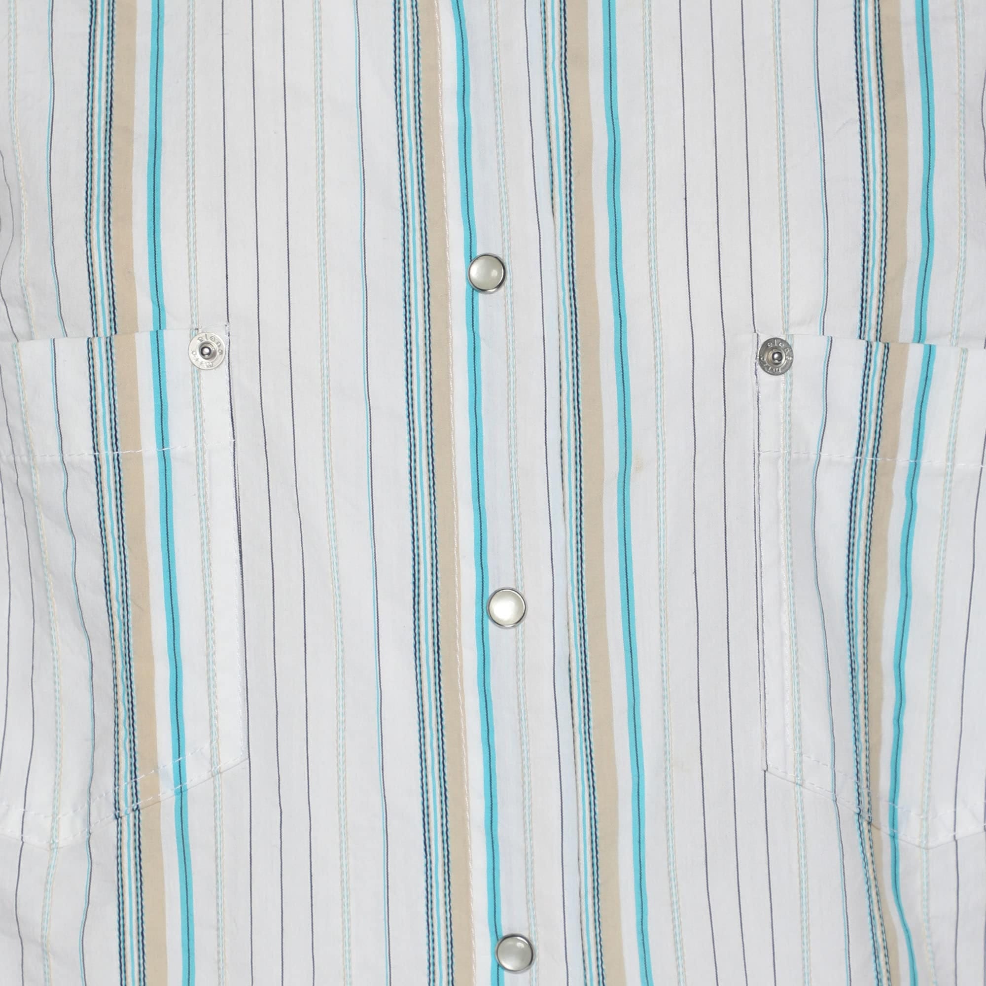 White Striped Cotton Button Front Shirt Xl