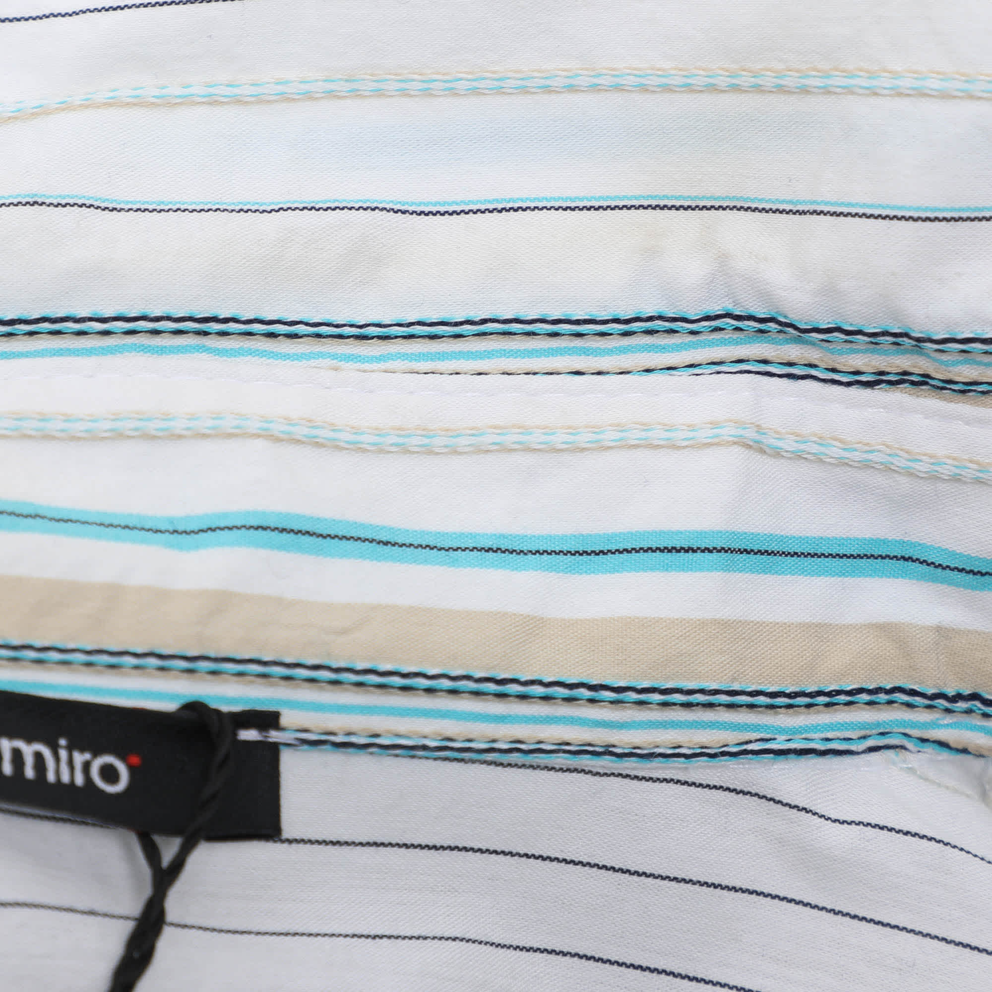 White Striped Cotton Button Front Shirt Xl