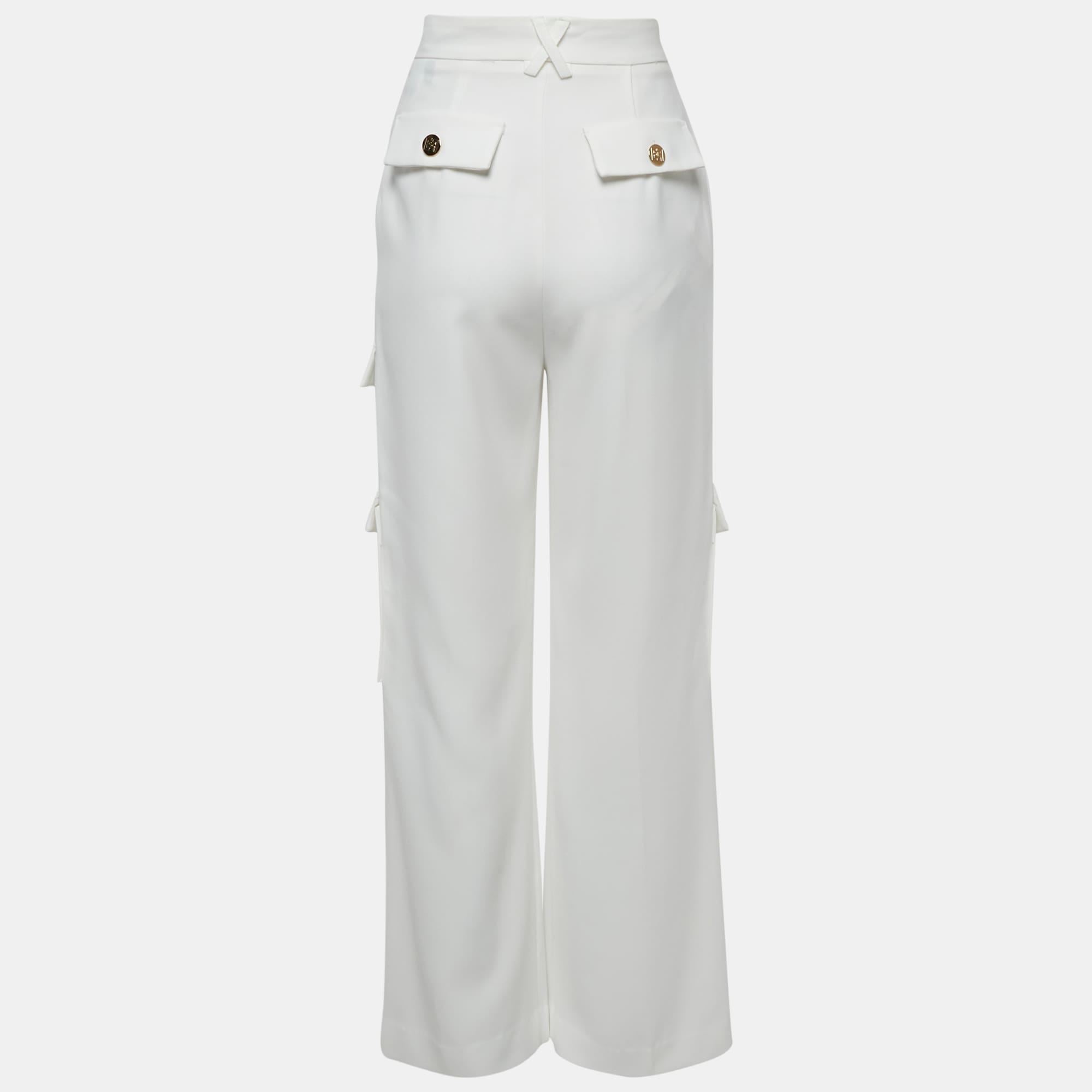 White Crepe Cargo Pants