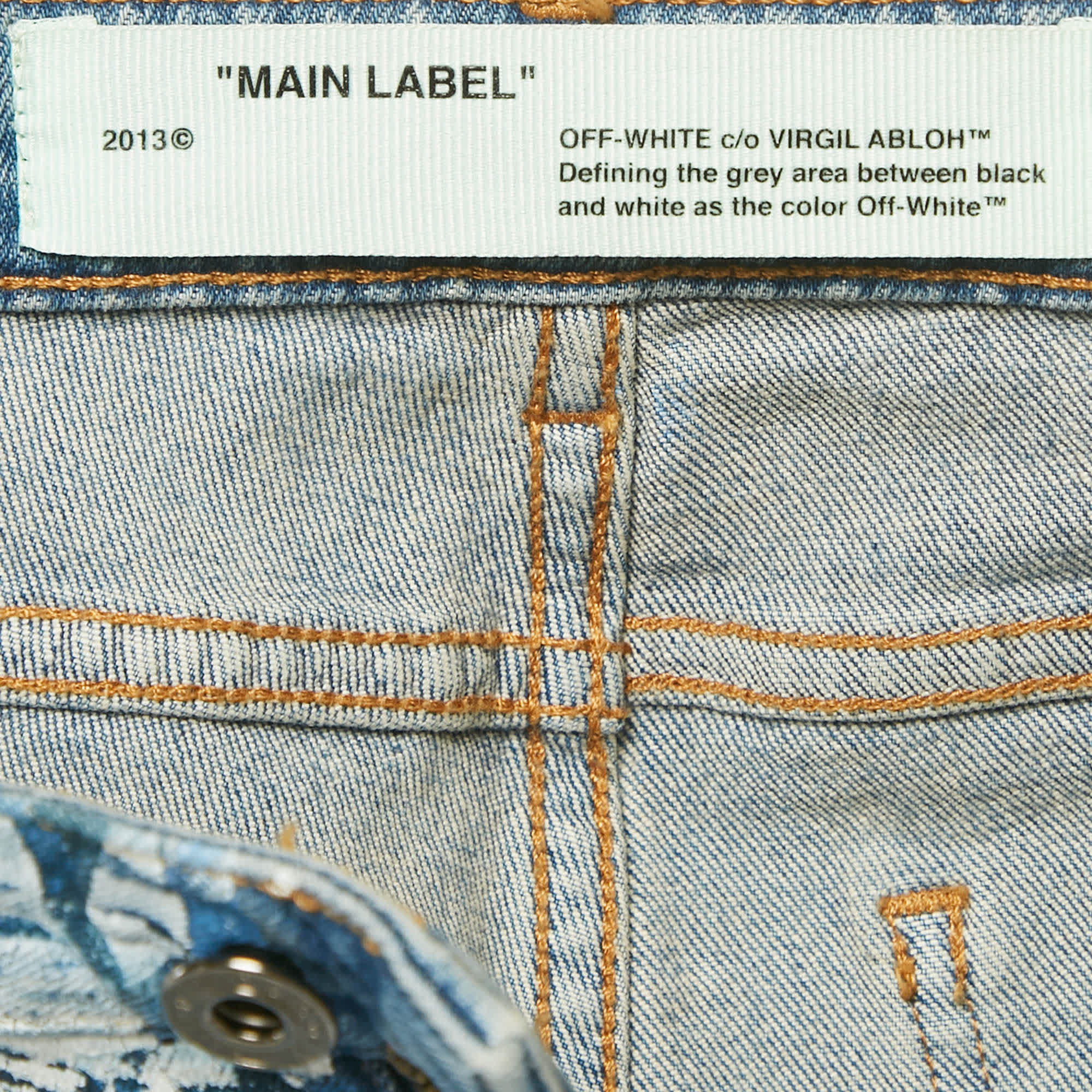 Blue Printed Denim Tapestry Skinny Jeans S Waist 26"