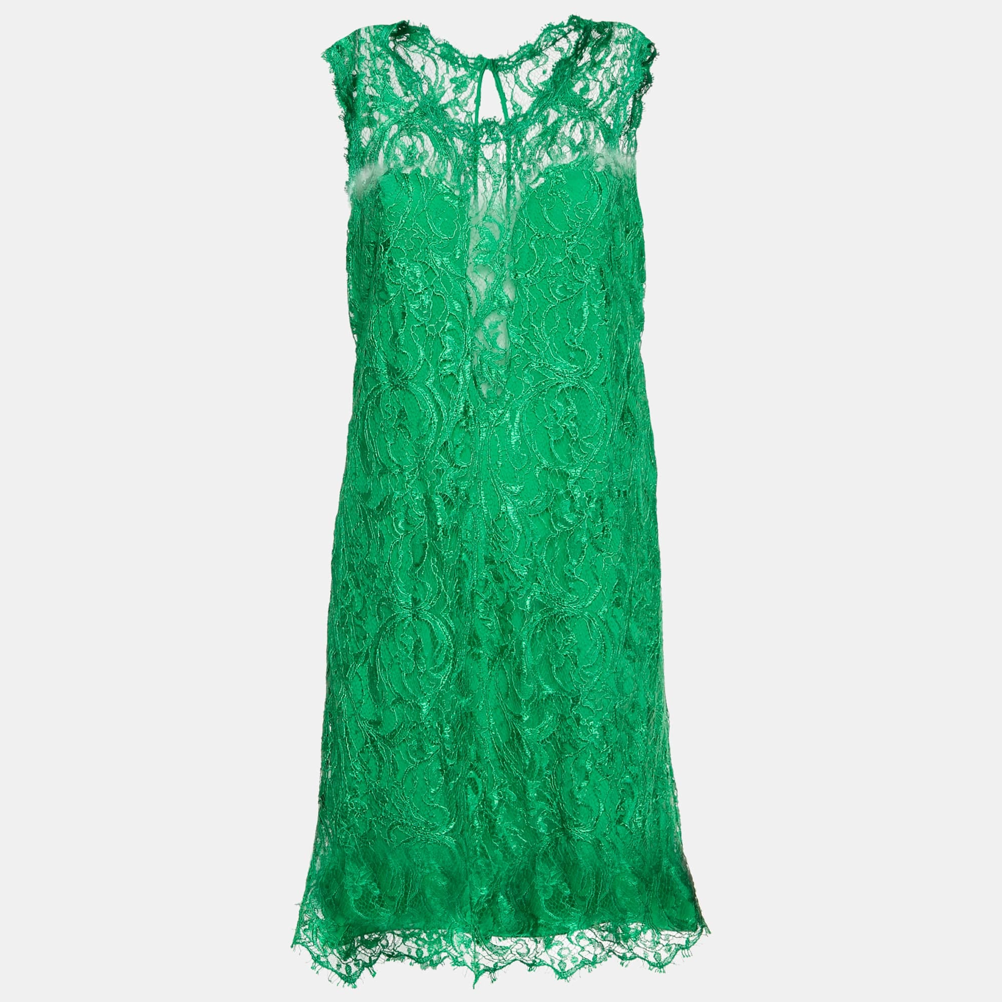 Emilio Pucci Green Guipure Lace Sleeveless Mini Dress