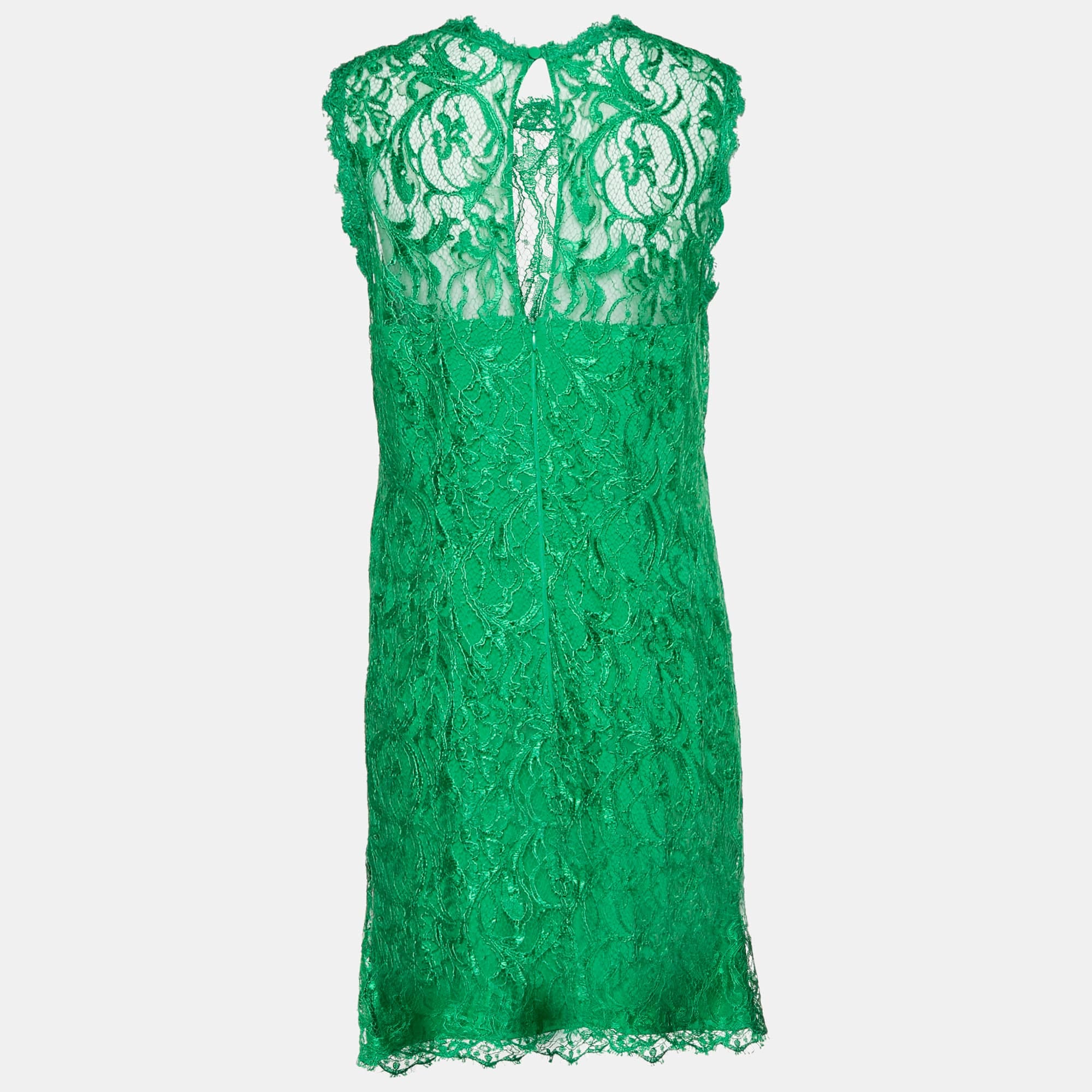 Emilio Pucci Green Guipure Lace Sleeveless Mini Dress