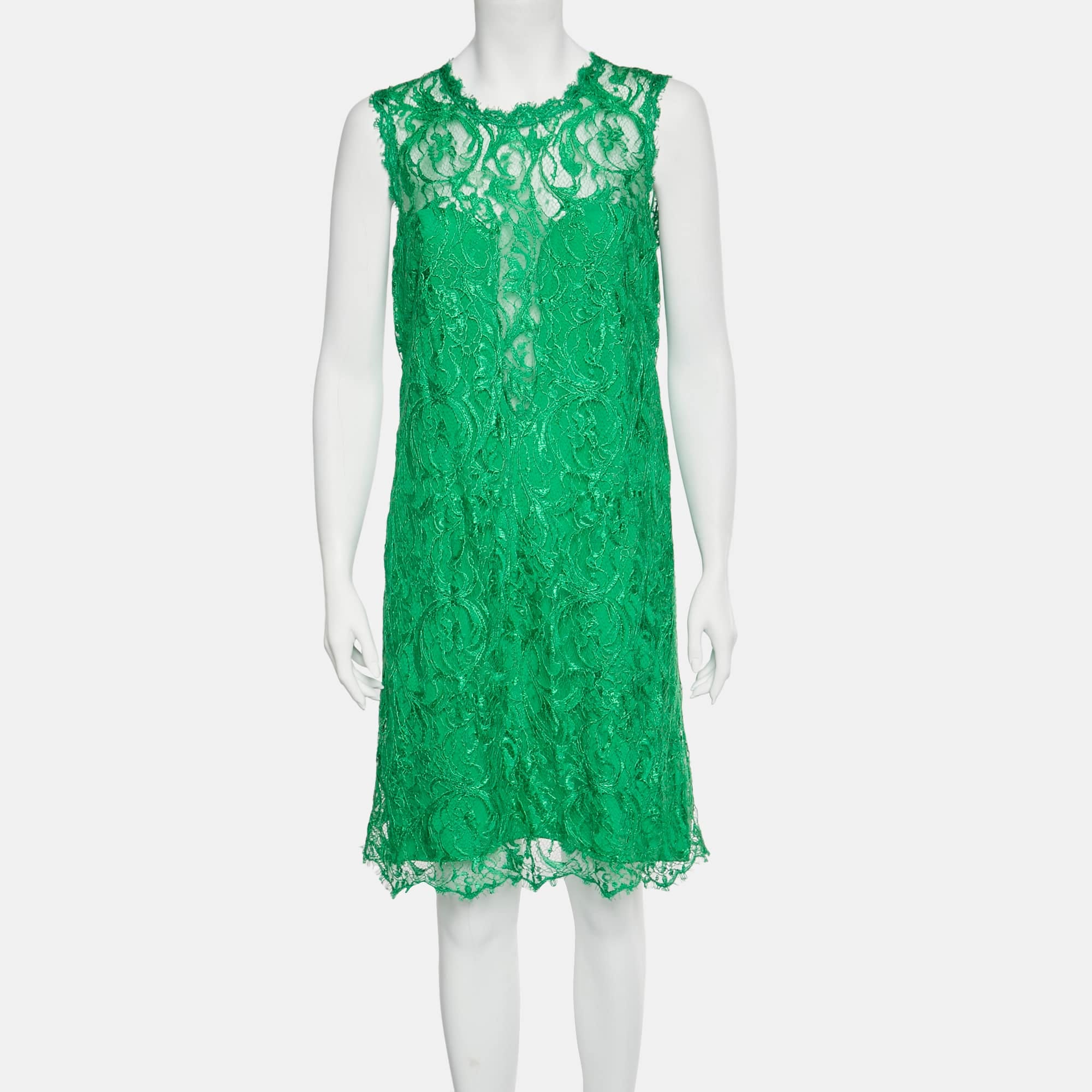 Emilio Pucci Green Guipure Lace Sleeveless Mini Dress