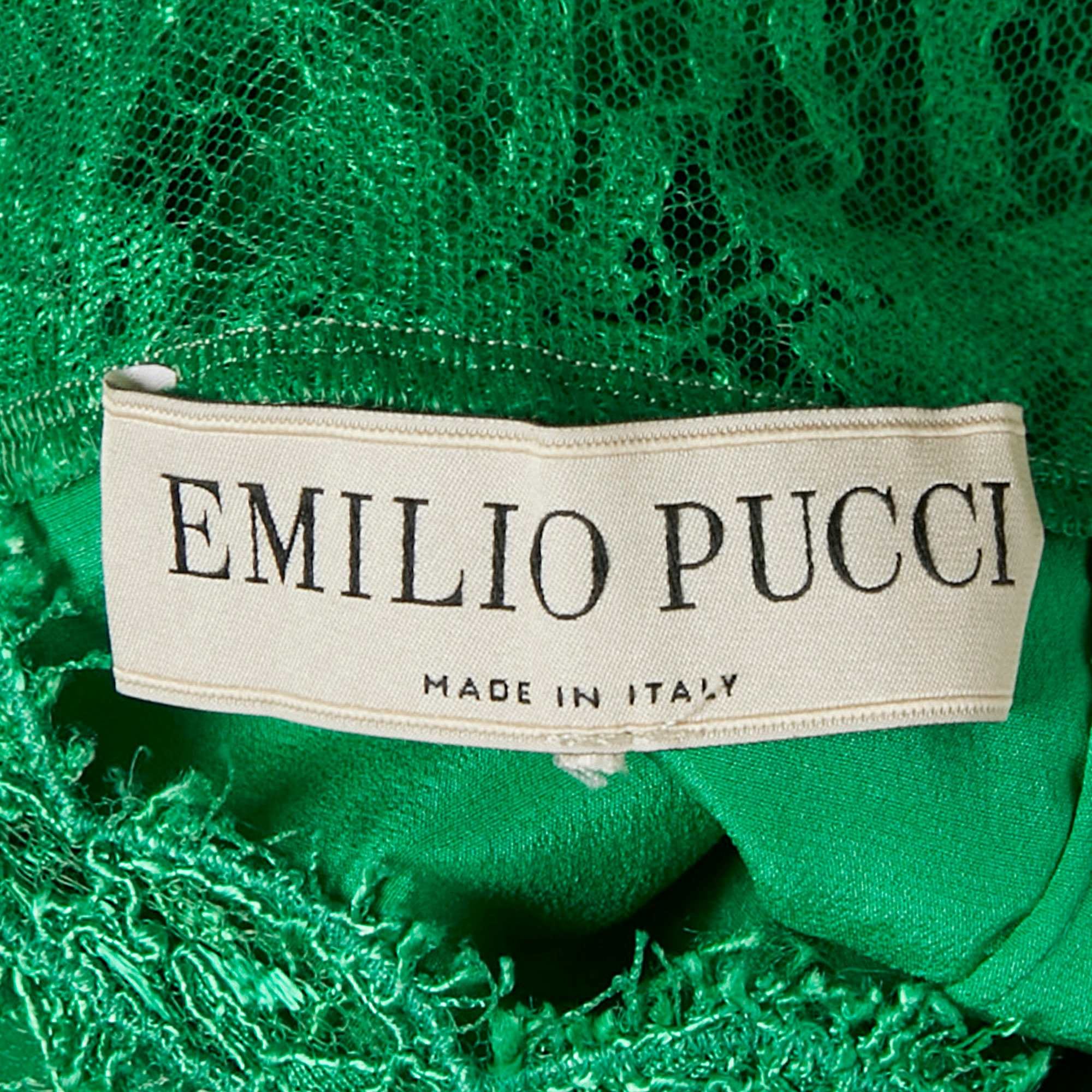 Emilio Pucci Green Guipure Lace Sleeveless Mini Dress