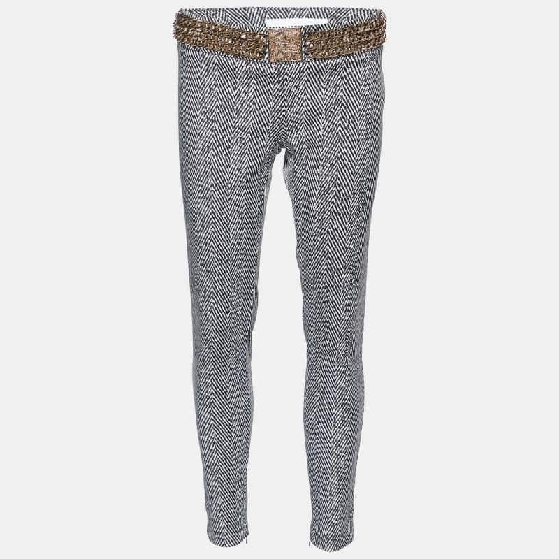 Elisabetta Franchi Gold Monochrome Chevron Nylon Blend Jeggings
