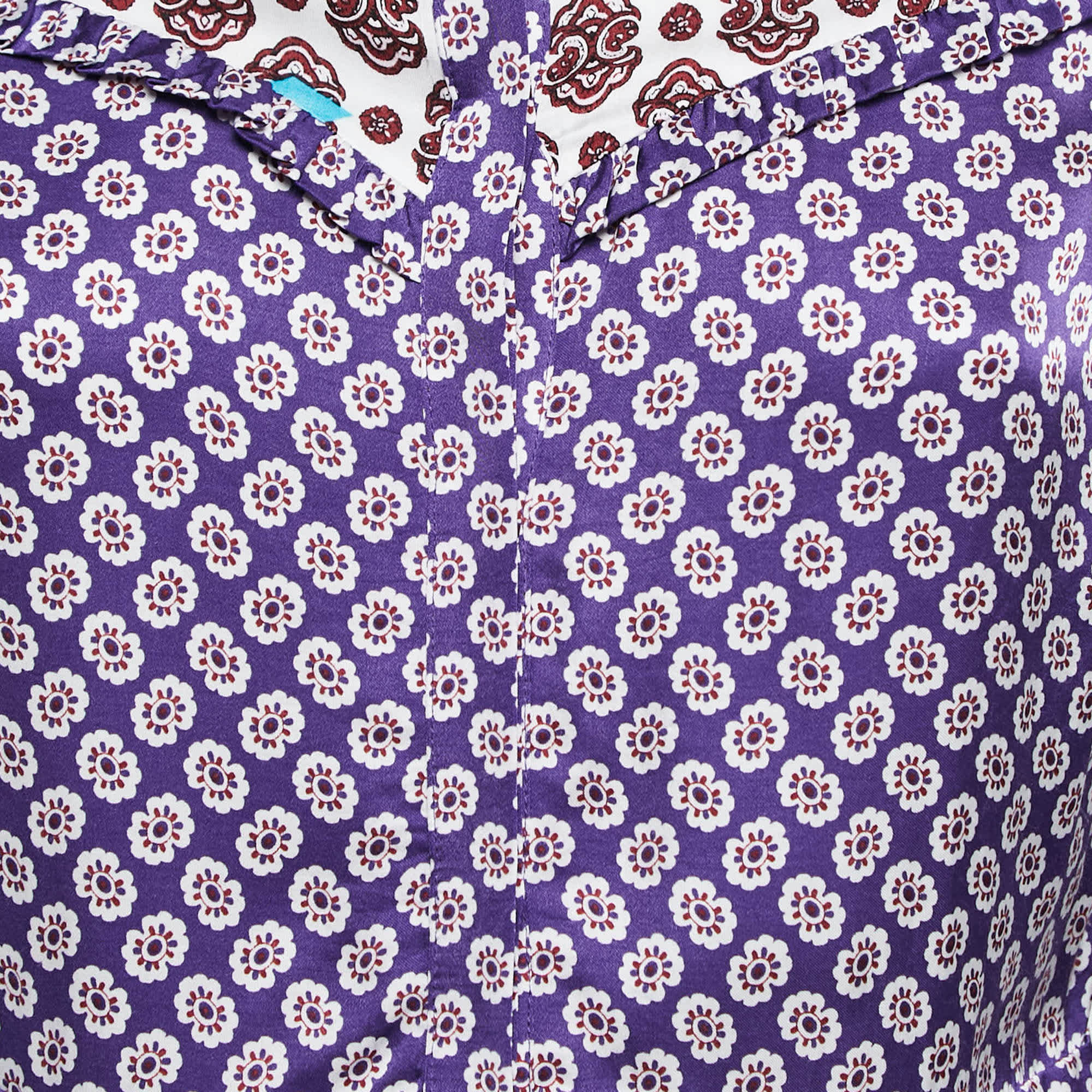 Purple Maje Purple/multicolor Printed Crepe Button Front Mini Dress
