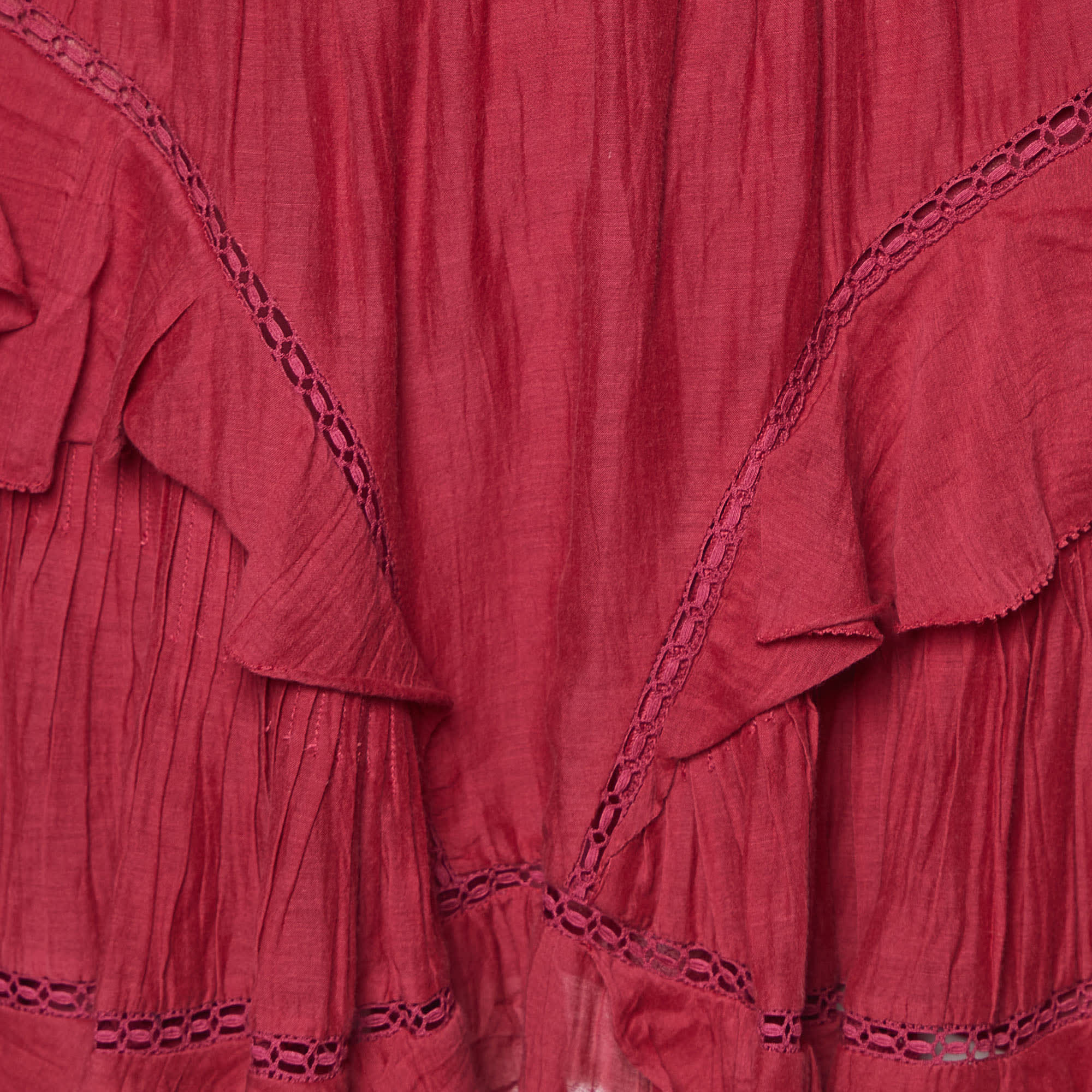 Etoile Pink Cotton Ruffled Mini Skirt