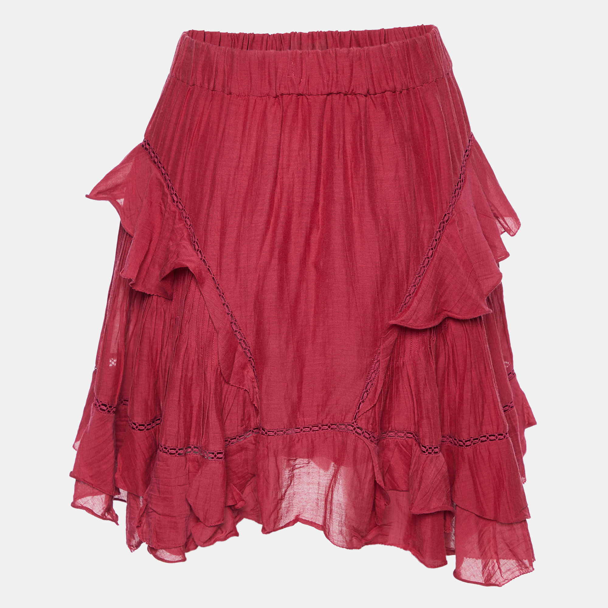 Etoile Pink Cotton Ruffled Mini Skirt