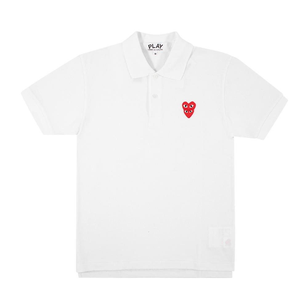 Comme des Garçons PLAY Heart Logo Shorts-Sleeve Polo White