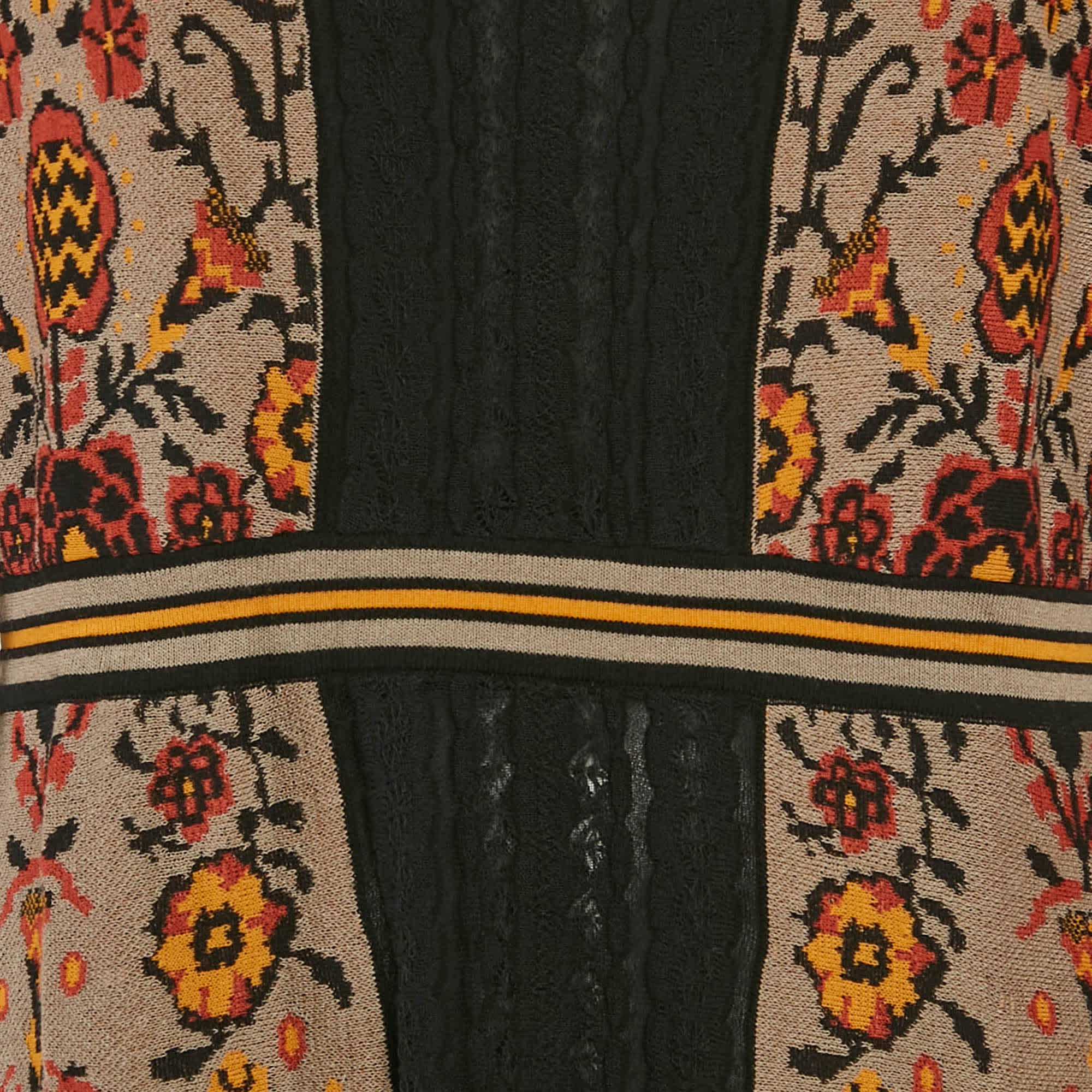M Missoni Brown Floral Knit Midi Dress