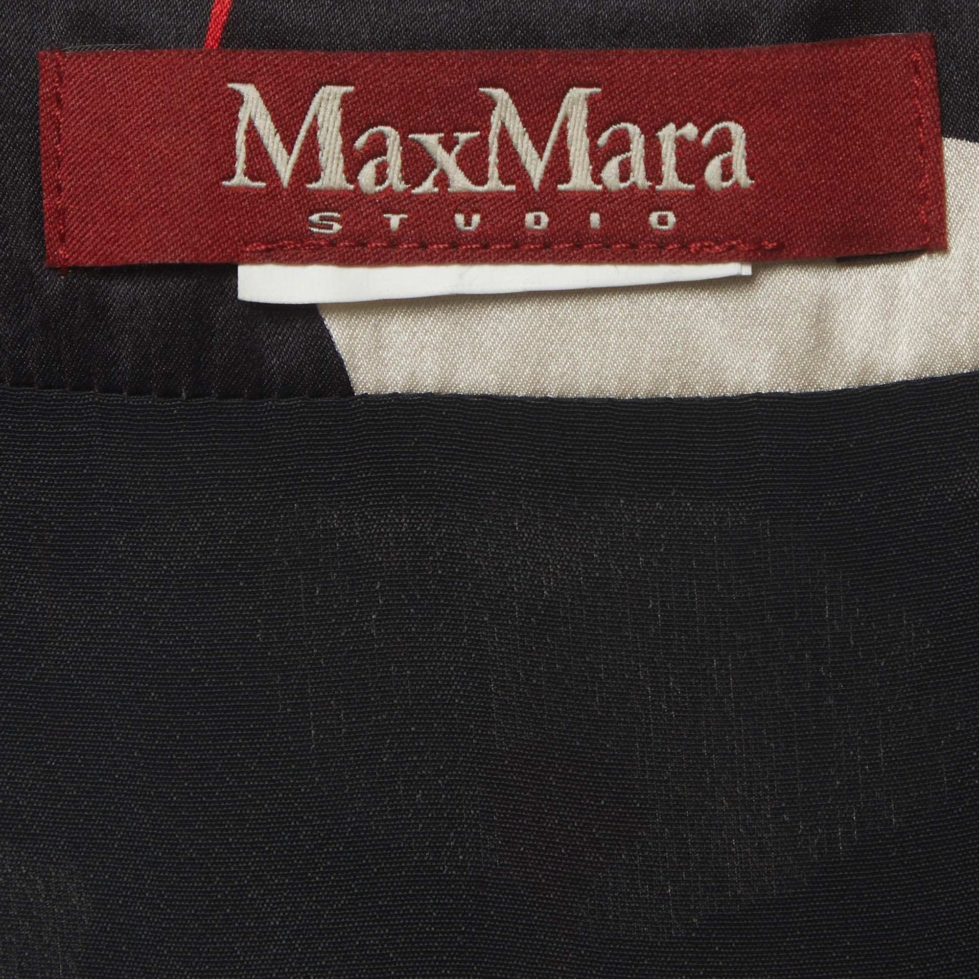 Max Mara Studio Black Floral Print Silk Pants And Top Set