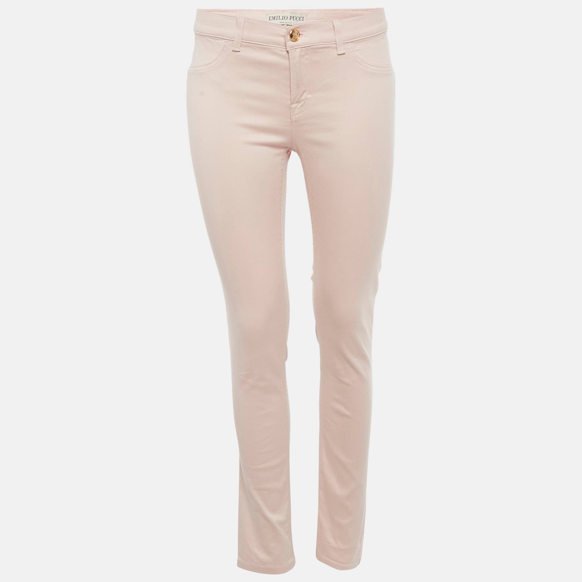 Emilio Pucci Pink Cotton Low Waist Jeans M Waist