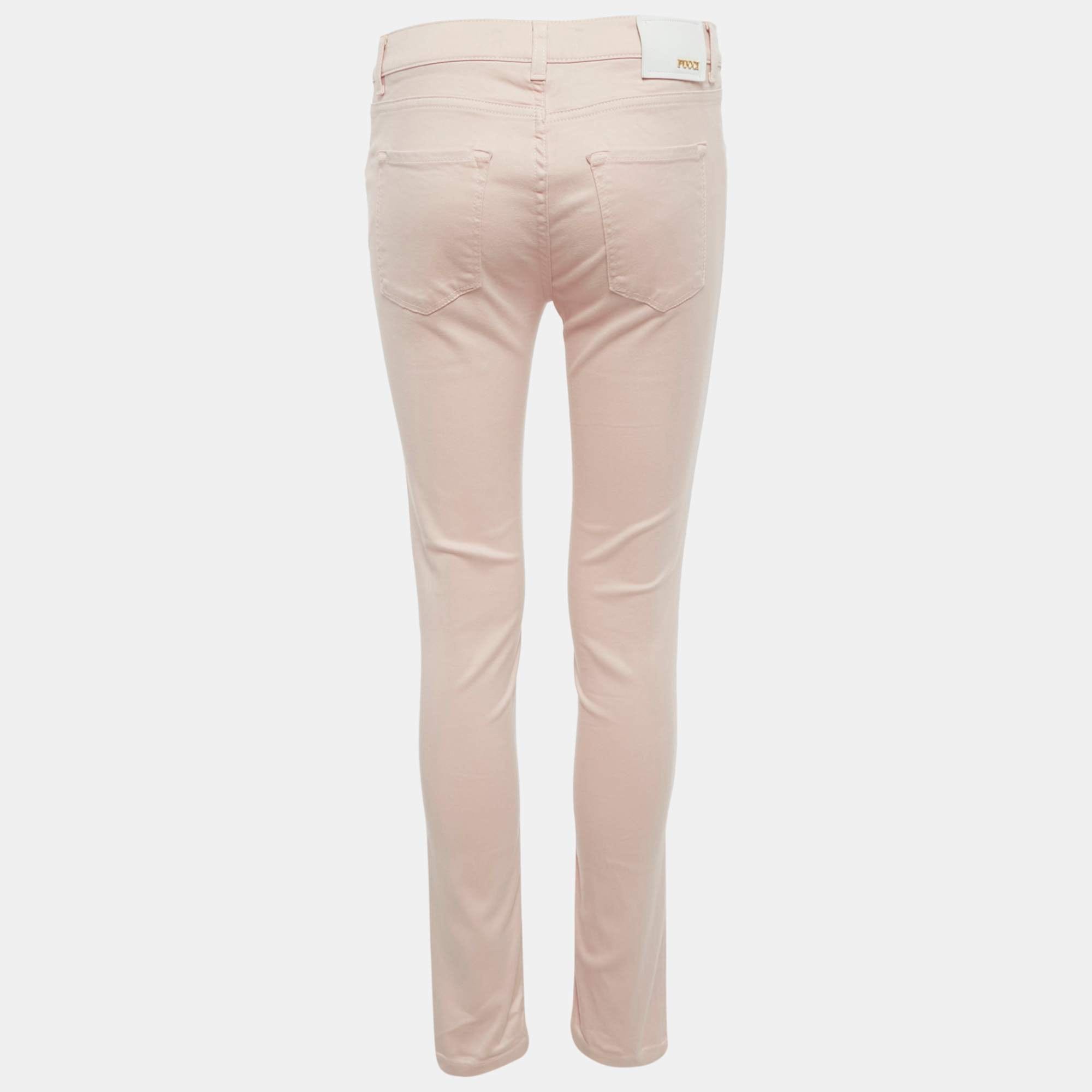 Emilio Pucci Pink Cotton Low Waist Jeans M Waist