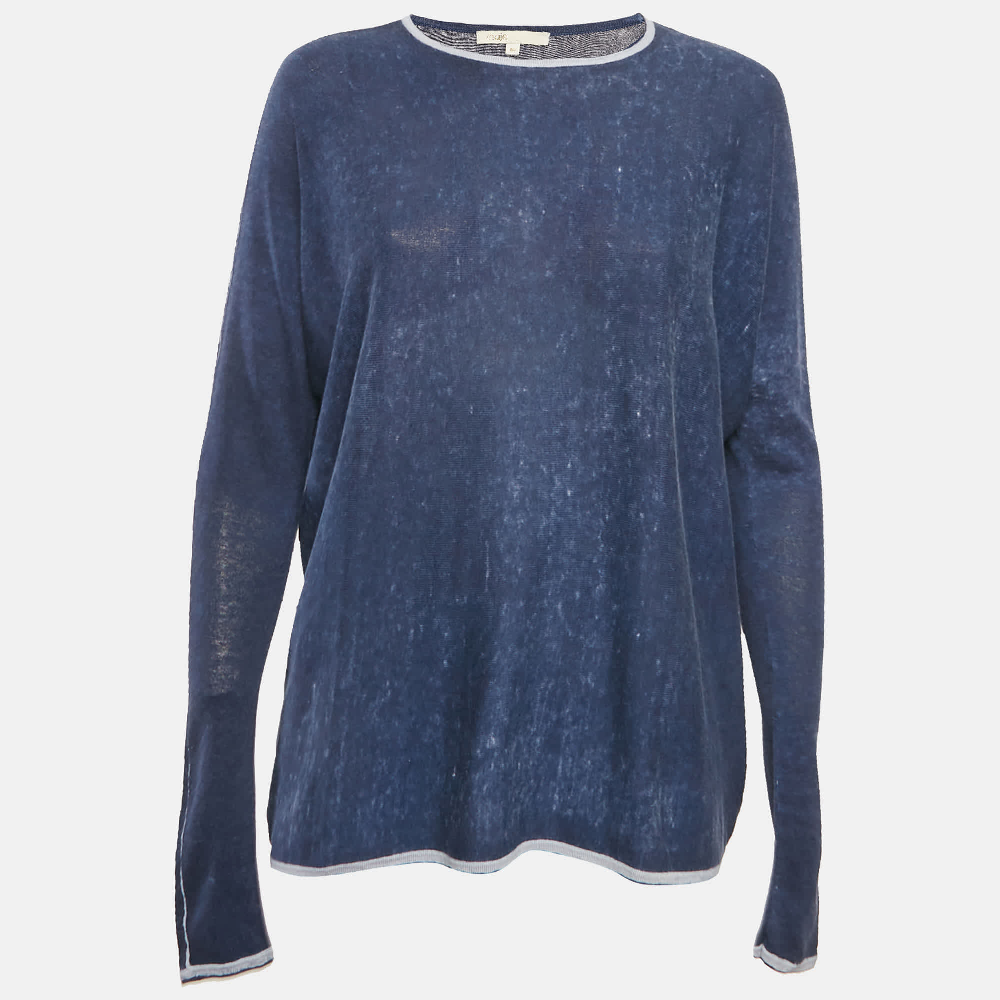 Blue Silk Knit Sweatshirt One Size